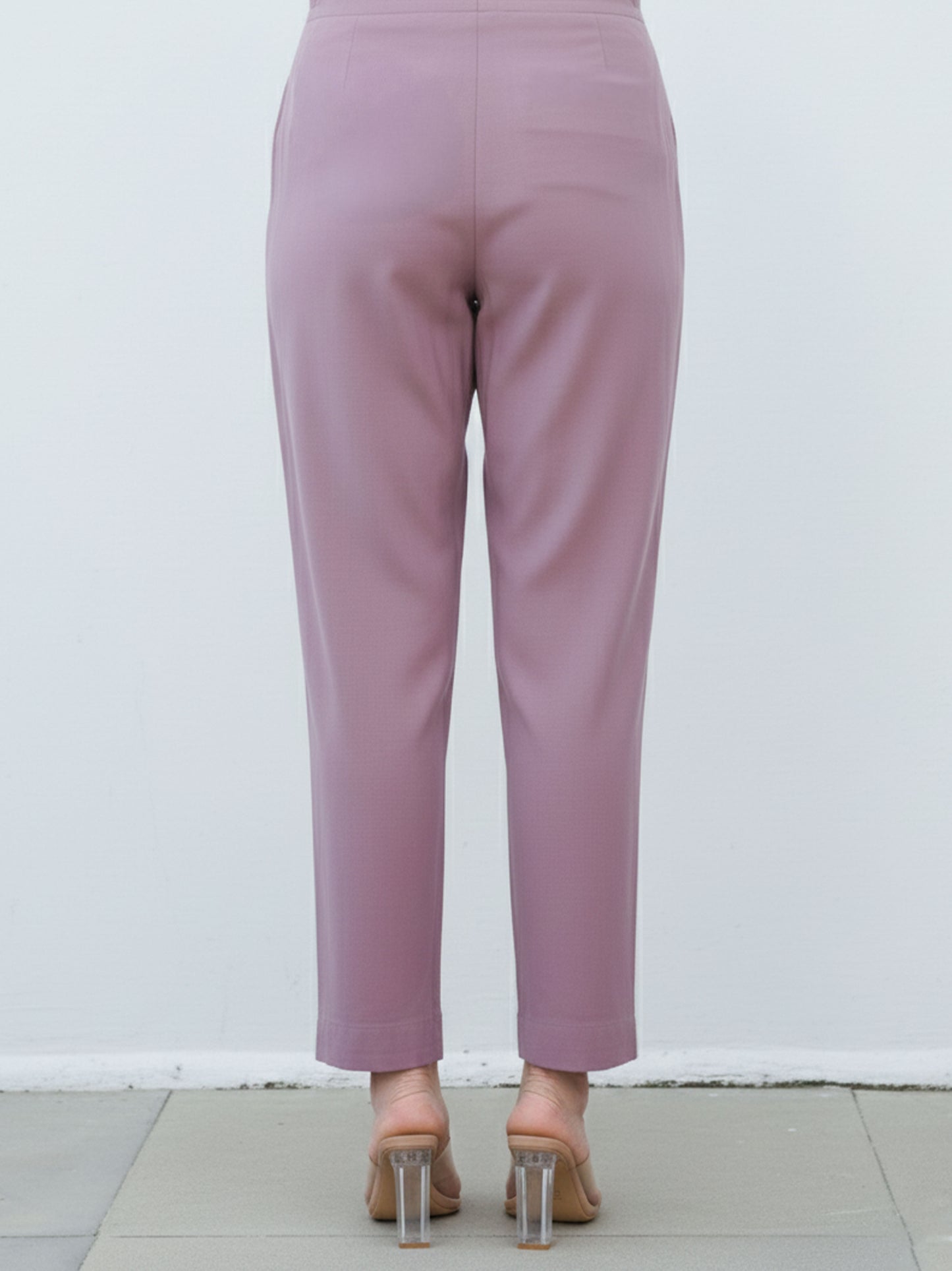 Soft Cotton Solid Dusty Purple Tapered Trousers