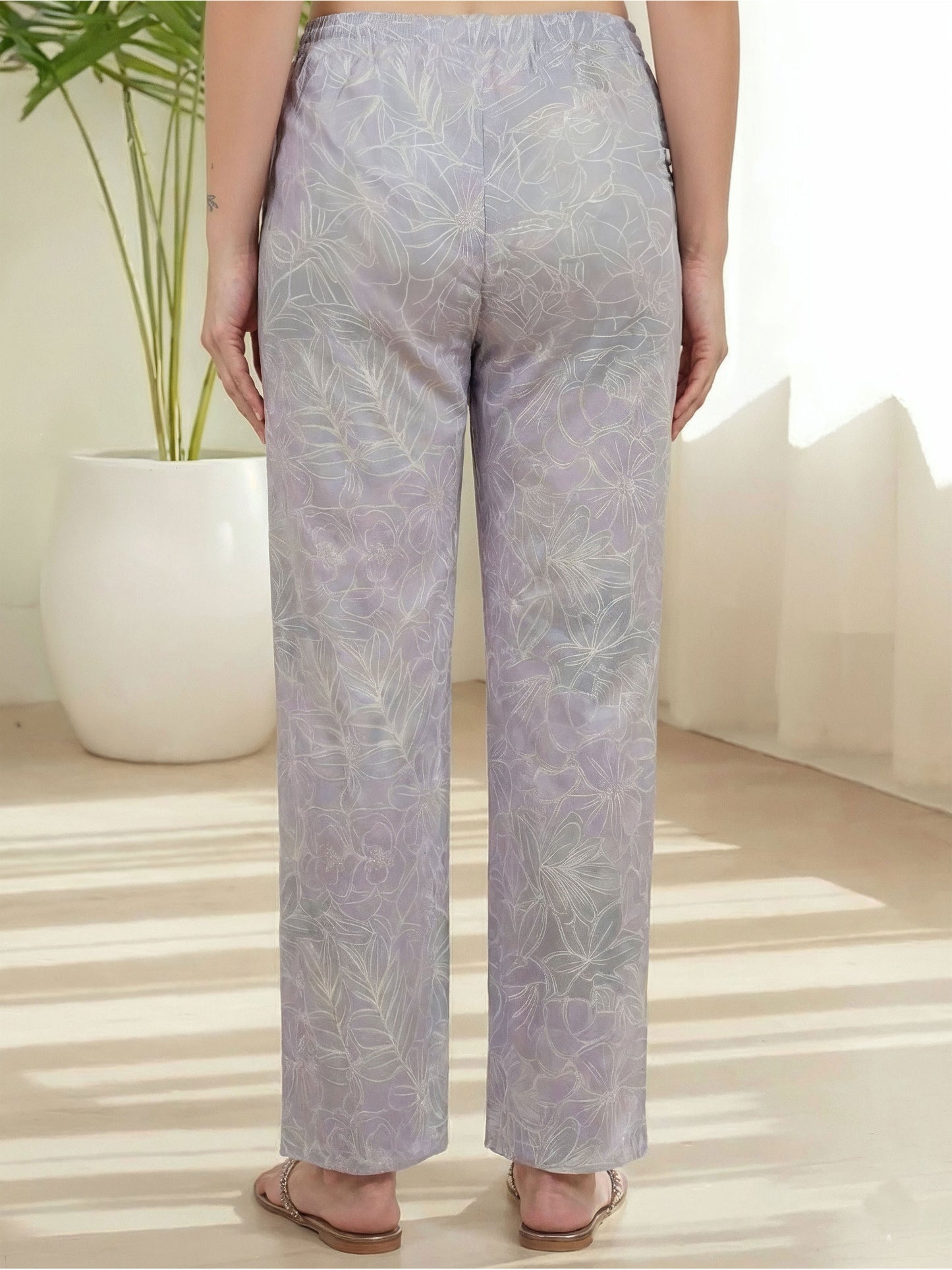 Soft Cotton Floral Grey Palazzo