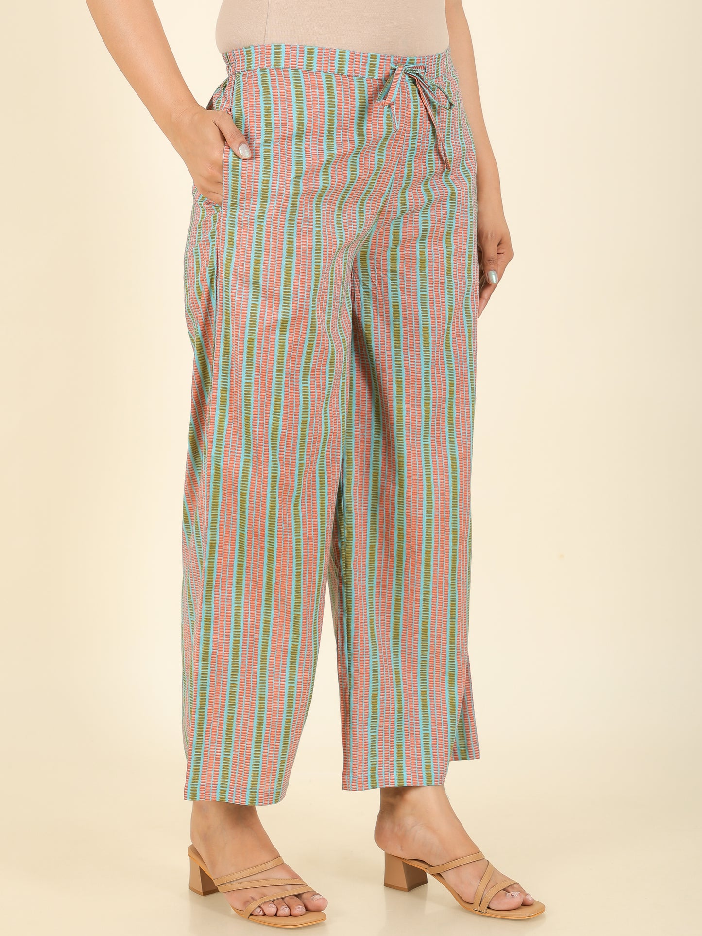 Soft Cotton Striped Blue Palazzo
