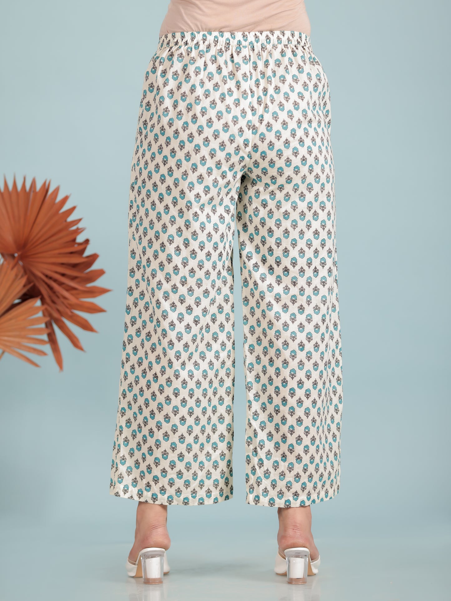 Soft Cotton Butti White Palazzo
