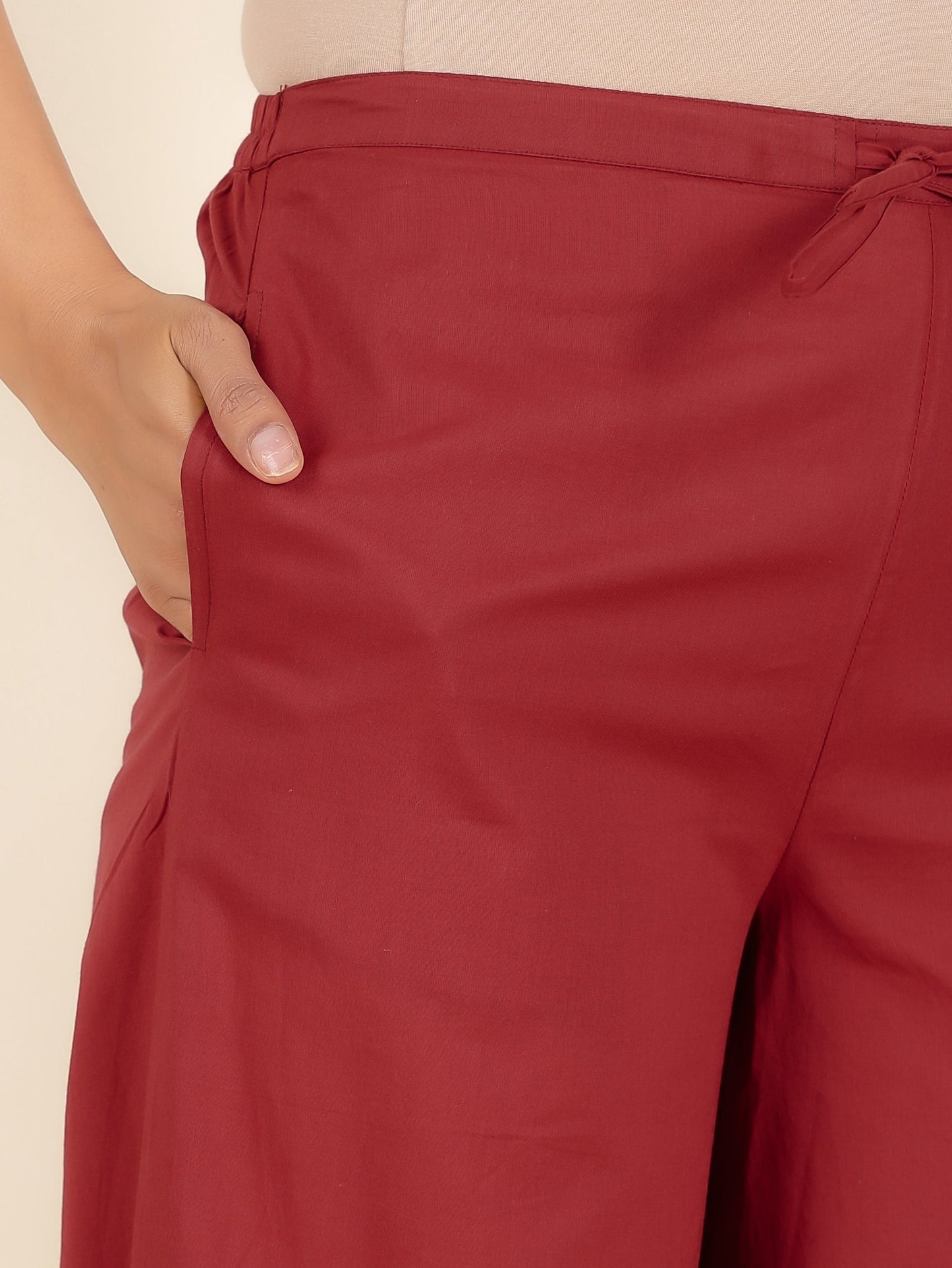 Soft Cotton Solid Maroon Palazzo