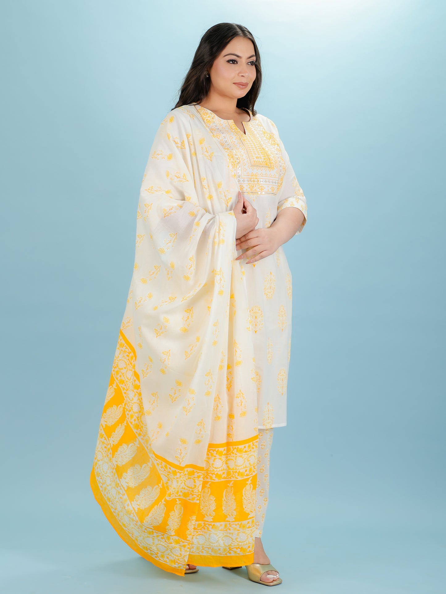 Voile Cotton Butti White Dupatta