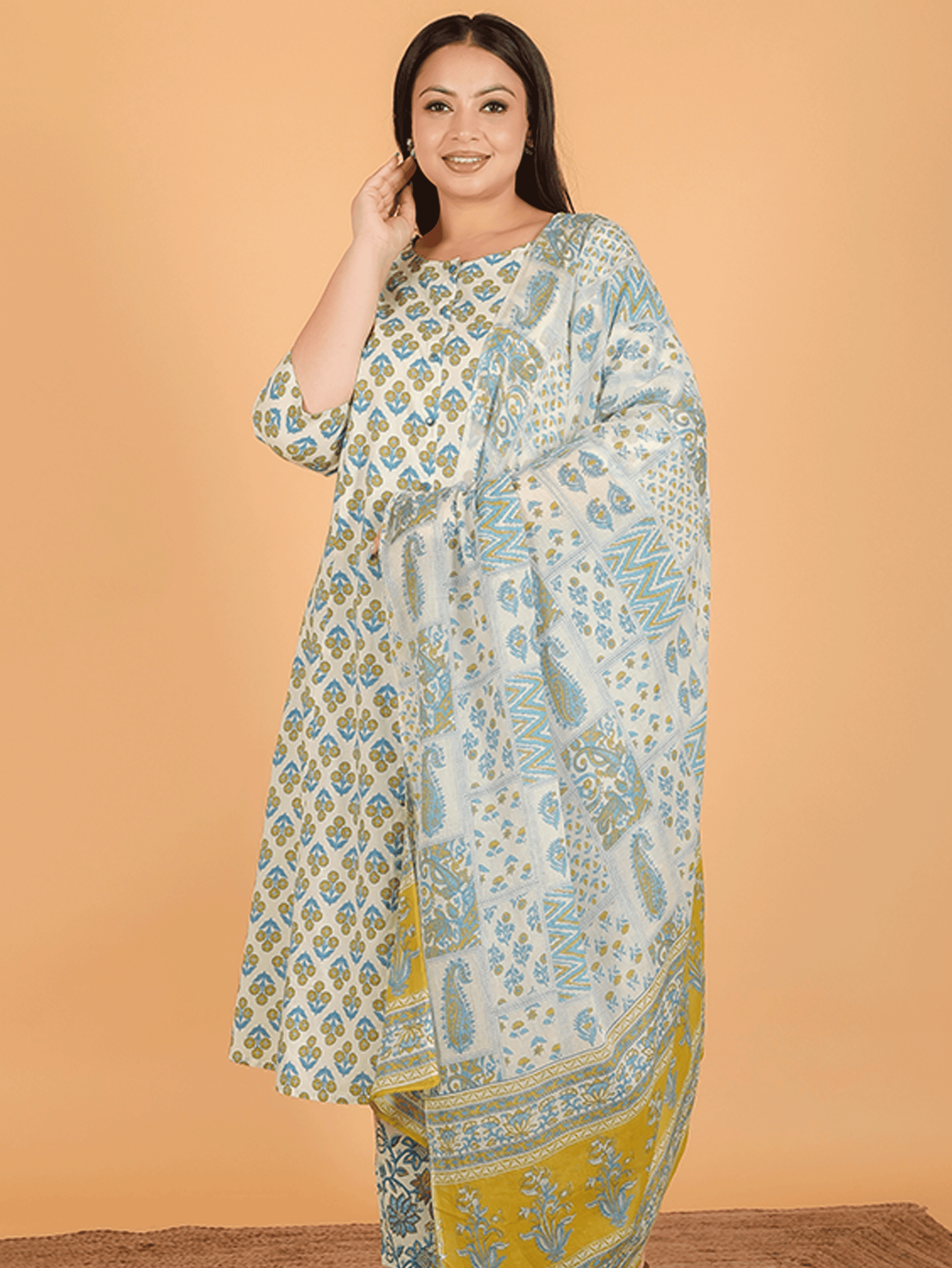 Voile Cotton Applique Off-White Dupatta