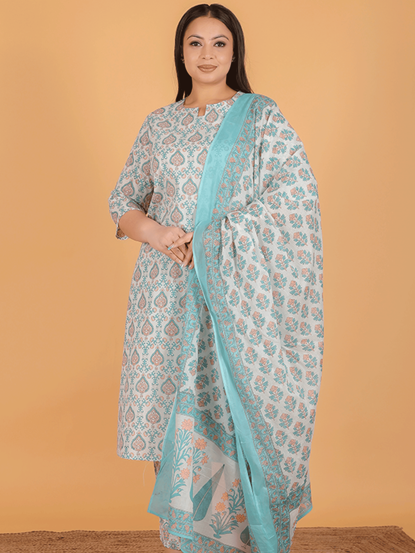 Voile Cotton Floral White Dupatta
