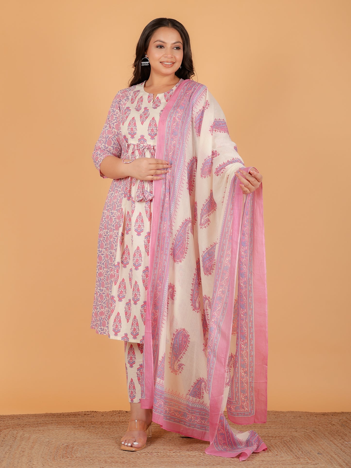 Soft Cotton Paisley Pink Dupatta