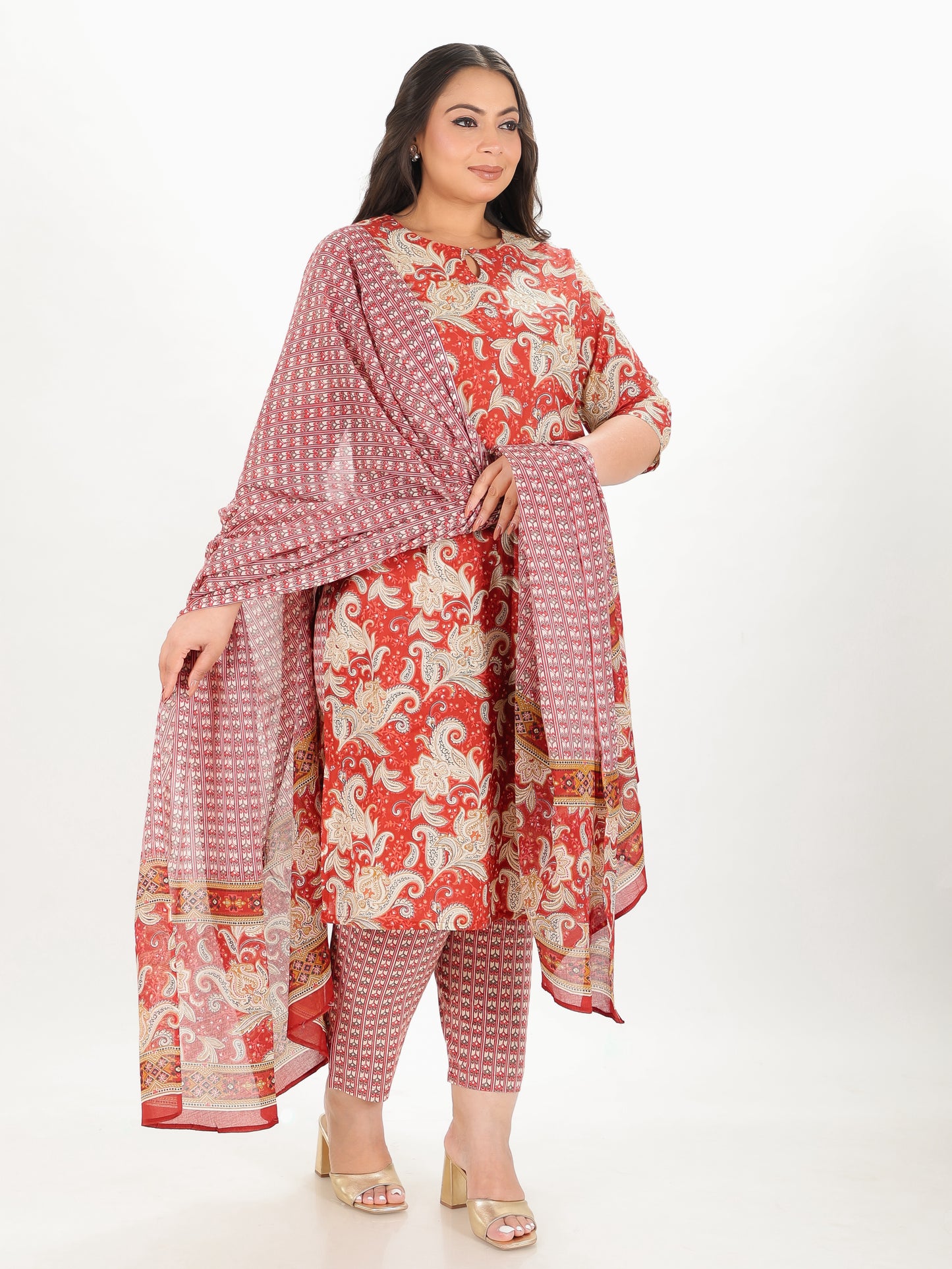 Soft Cotton Striped Red Dupatta