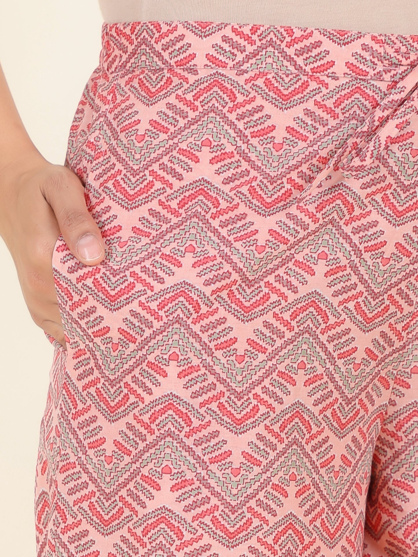 Soft Cotton Chevron Pink Palazzo