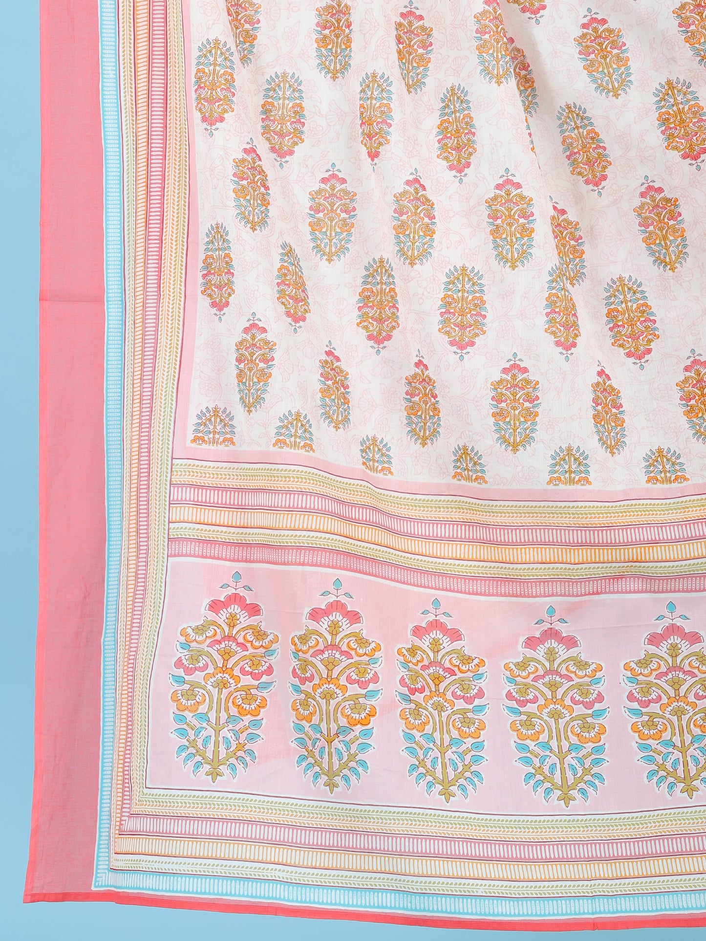 Soft Cotton Floral Straight Off-White Kurta