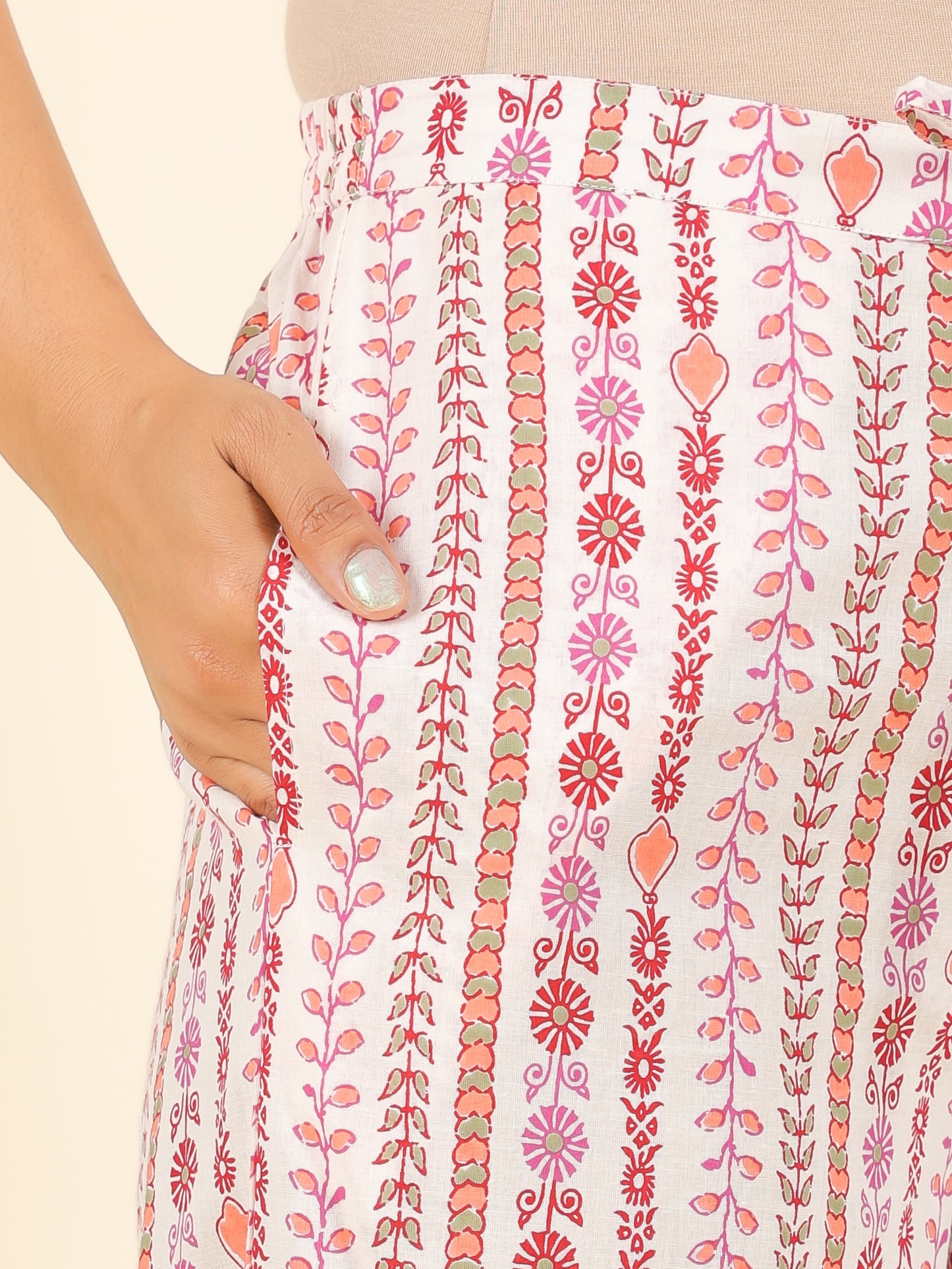 Soft Cotton Floral White Palazzo