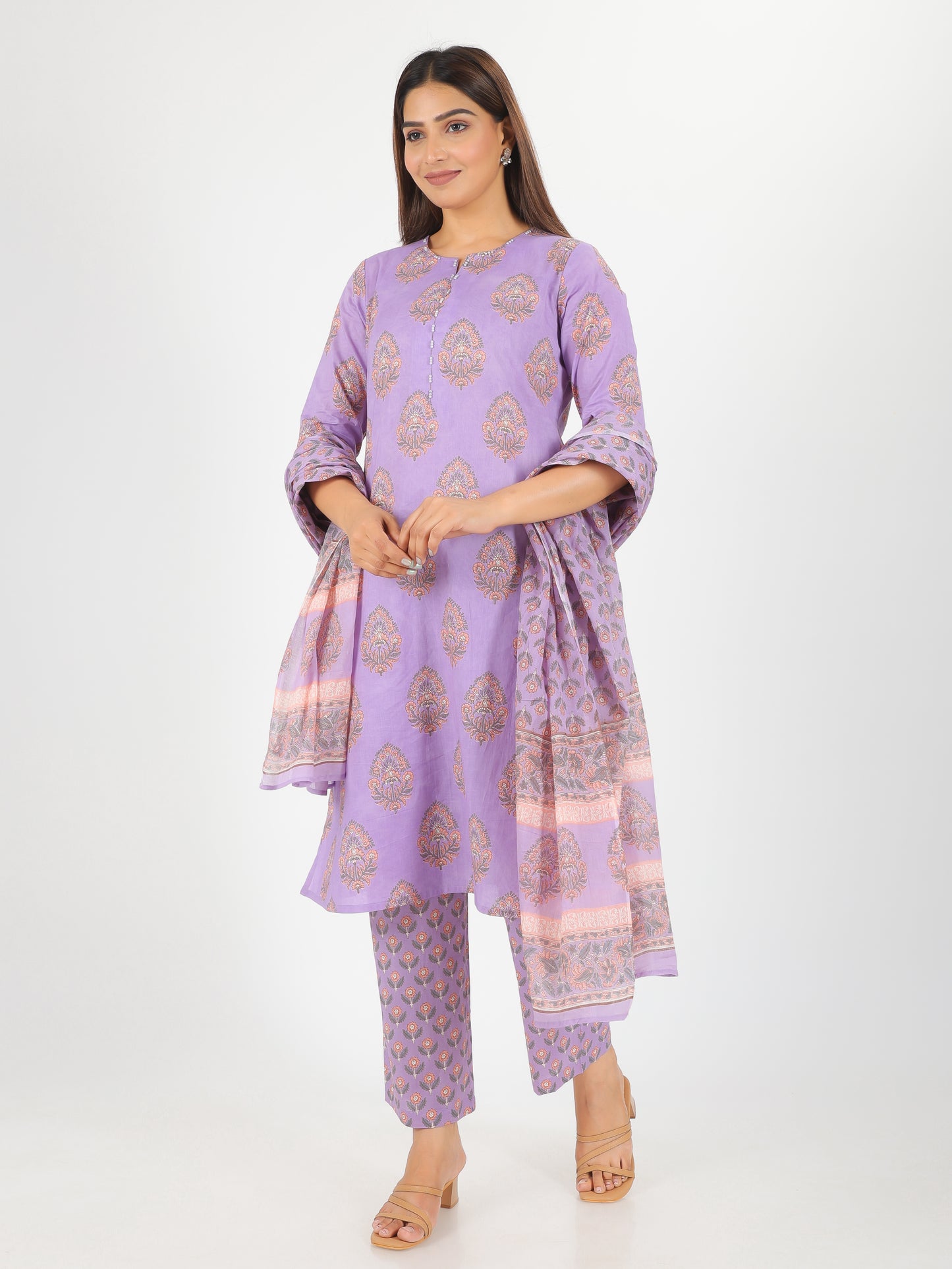 Cotton Voile Butti Purple Dupatta