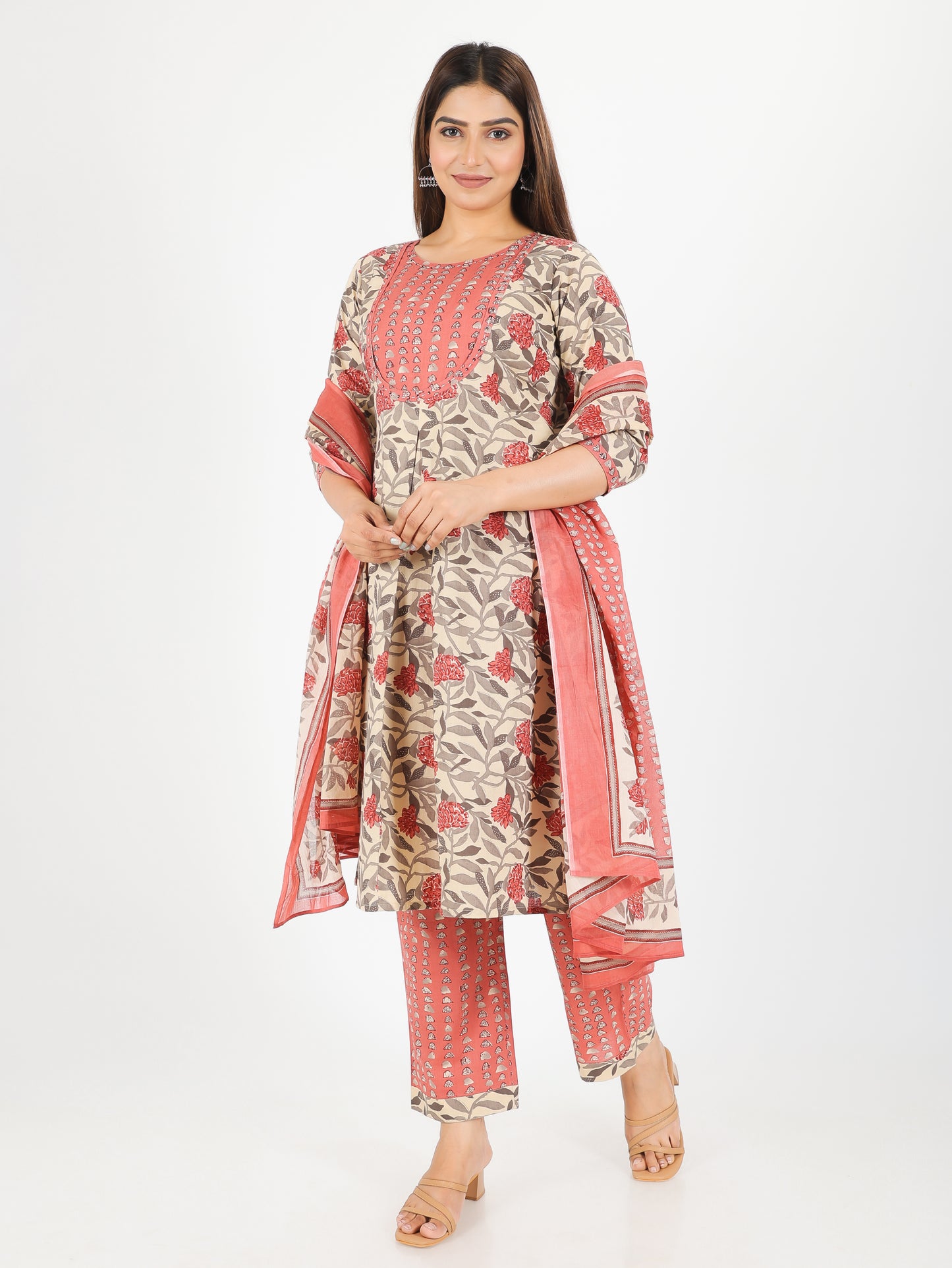 Voile Cotton Abstract Red Dupatta