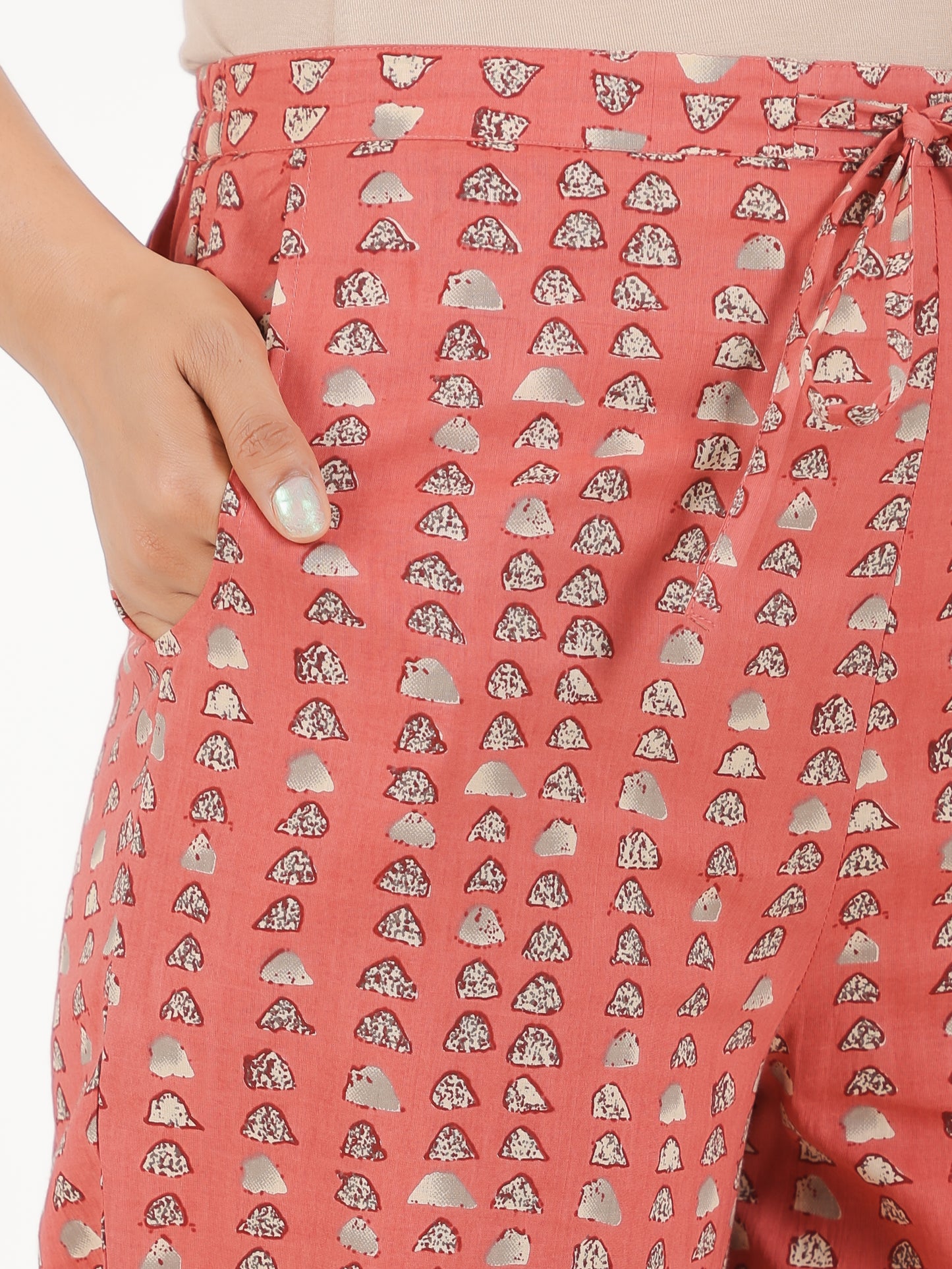 Soft Cotton Floral A-line Red Kurta