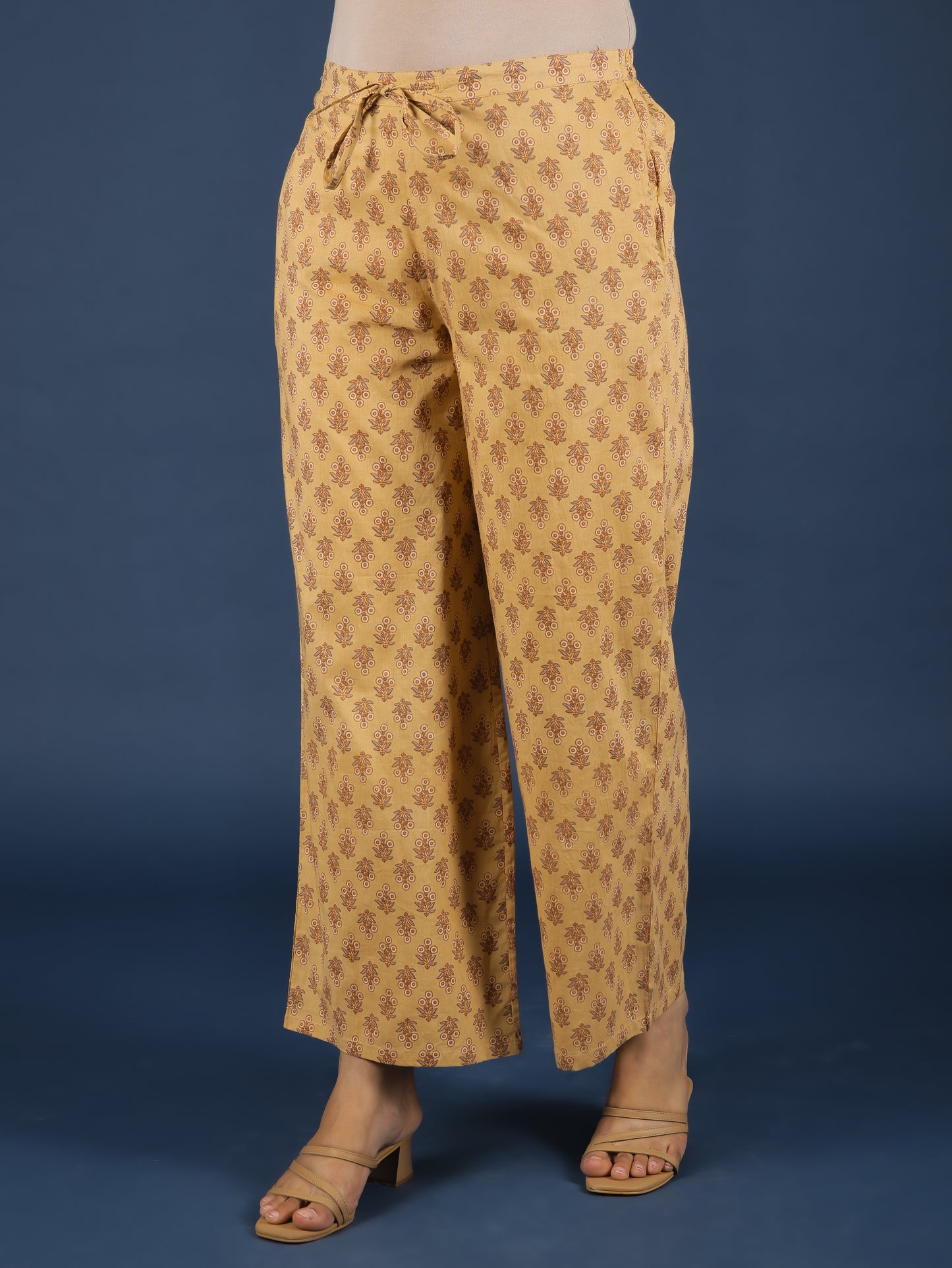 Soft Cotton Floral Yellow Palazzo