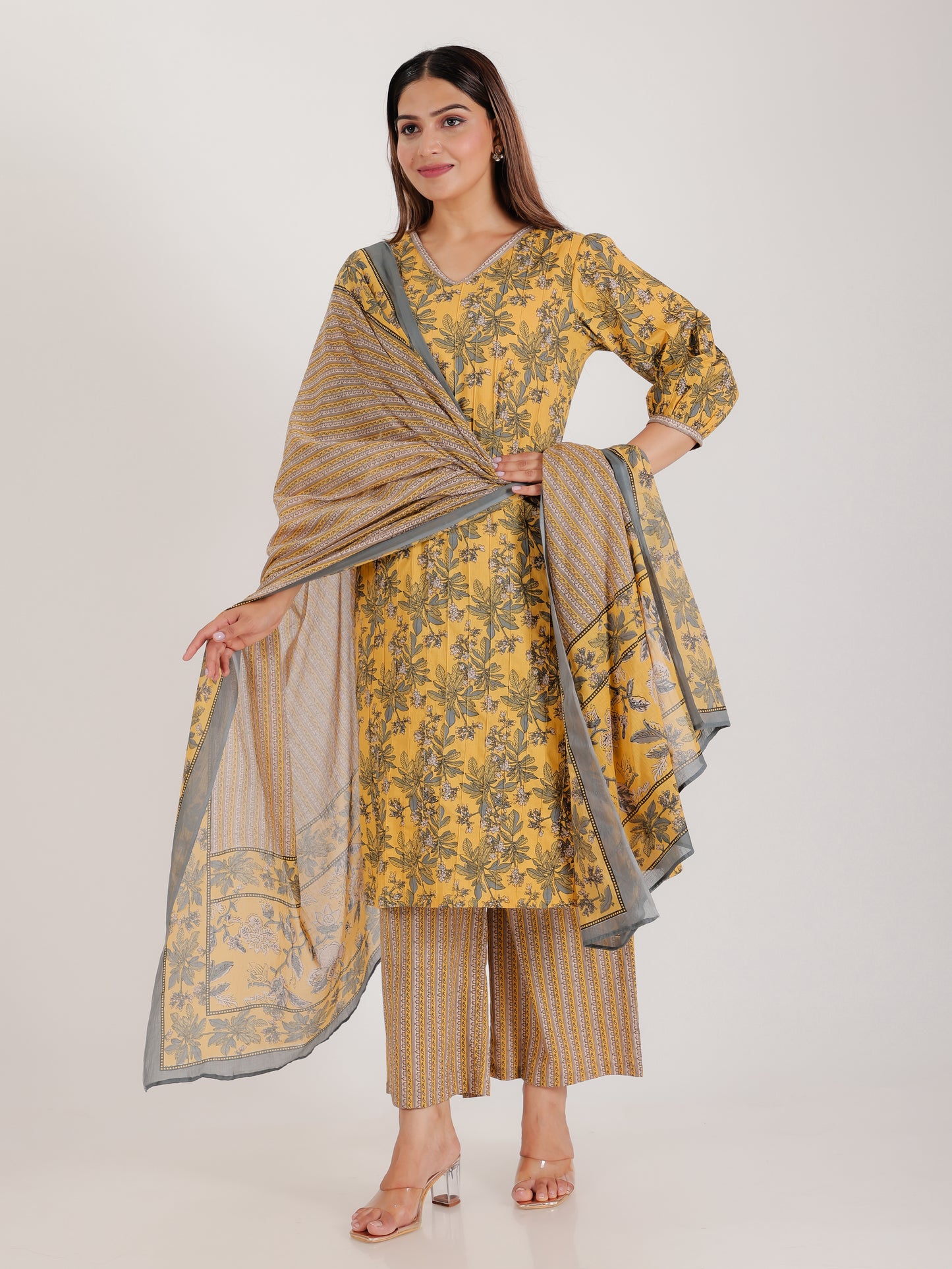 Soft Cotton Striped Yellow Dupatta