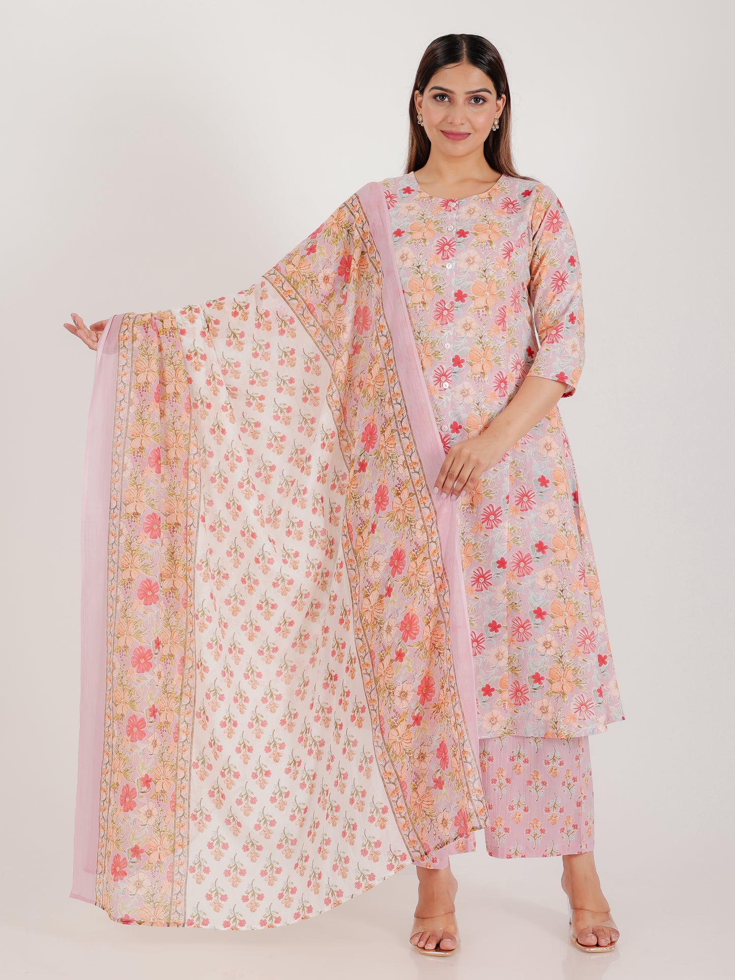 Voile Cotton Butti Cream Dupatta