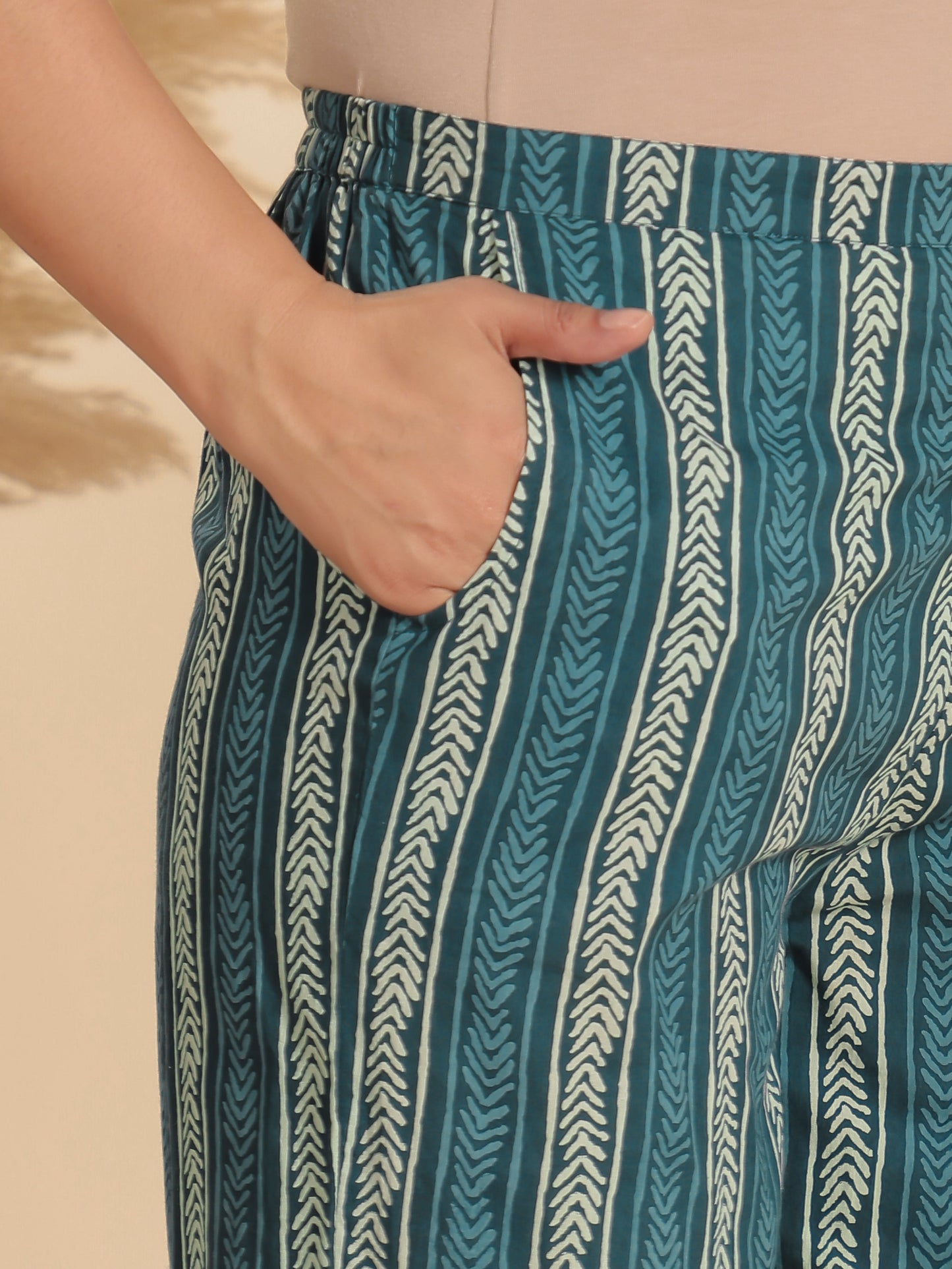 Soft Cotton Block Straight Blue Kurta