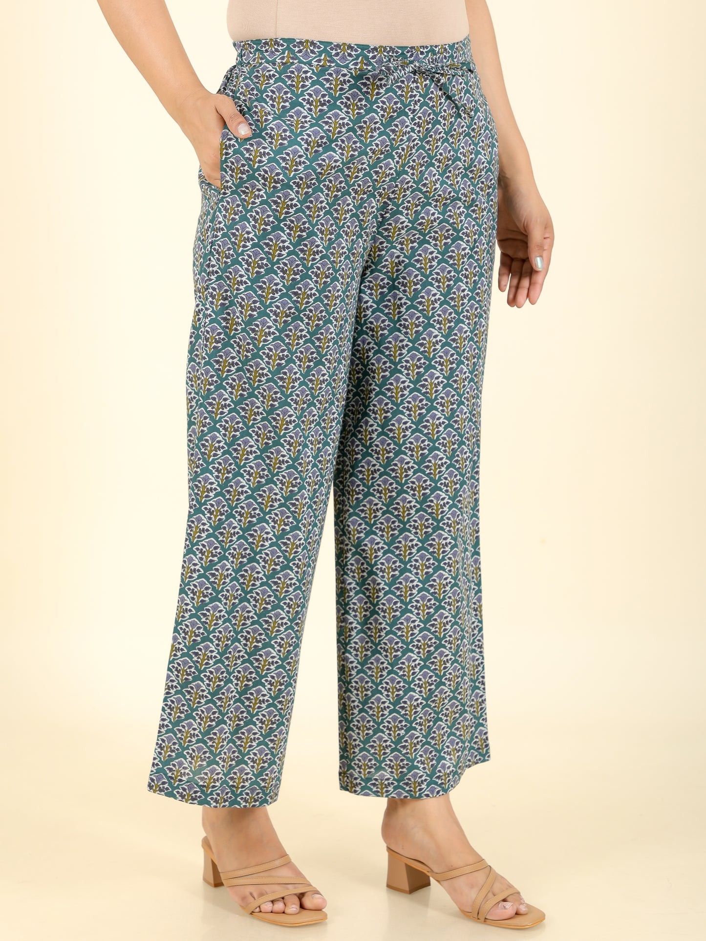 Soft Cotton Floral Straight Green Kurta