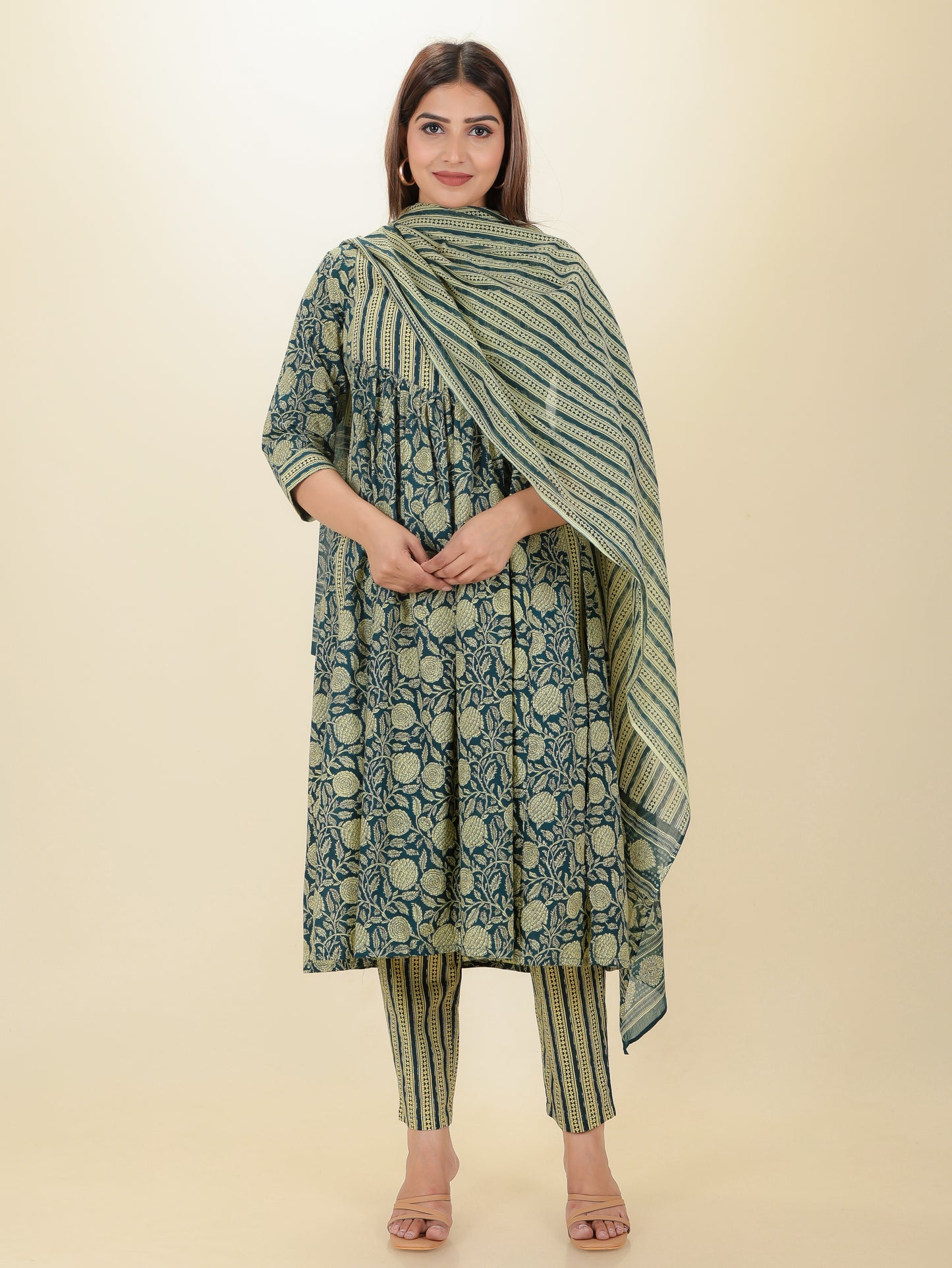 Voile Cotton Striped Blue Dupatta