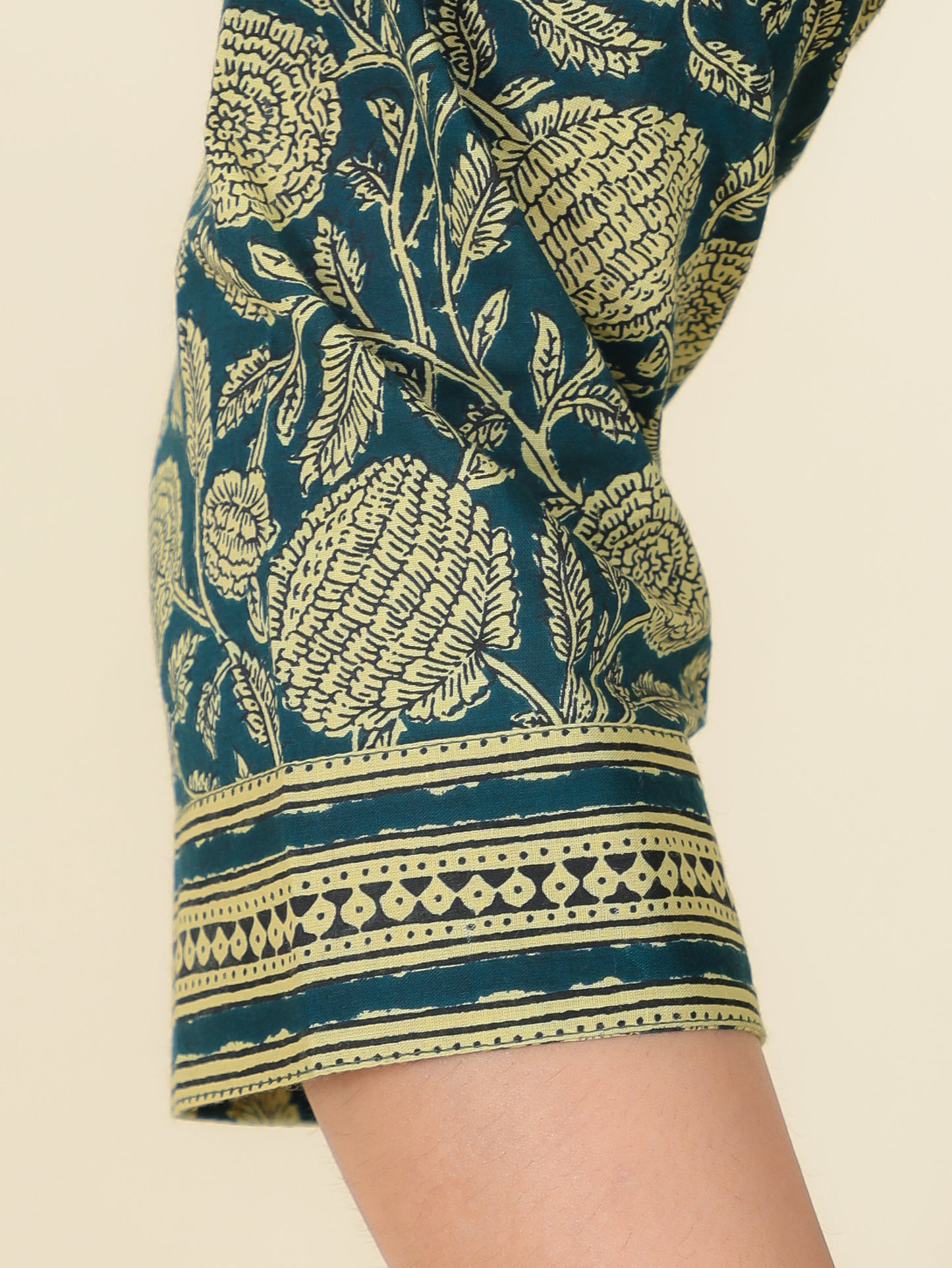 Soft Cotton Block A-line Blue Kurta