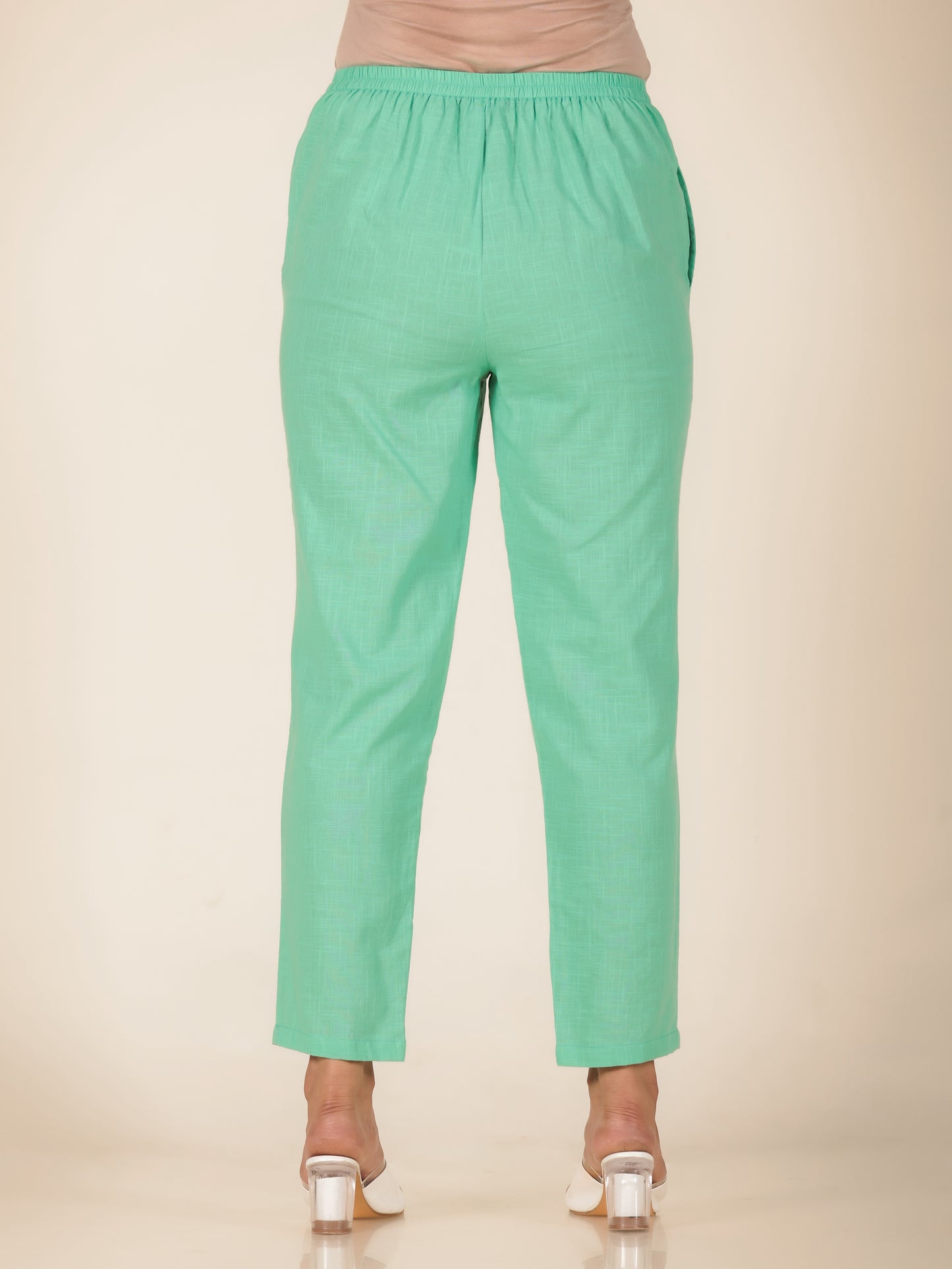 Natural Cotton Solid Straight Green Kurta