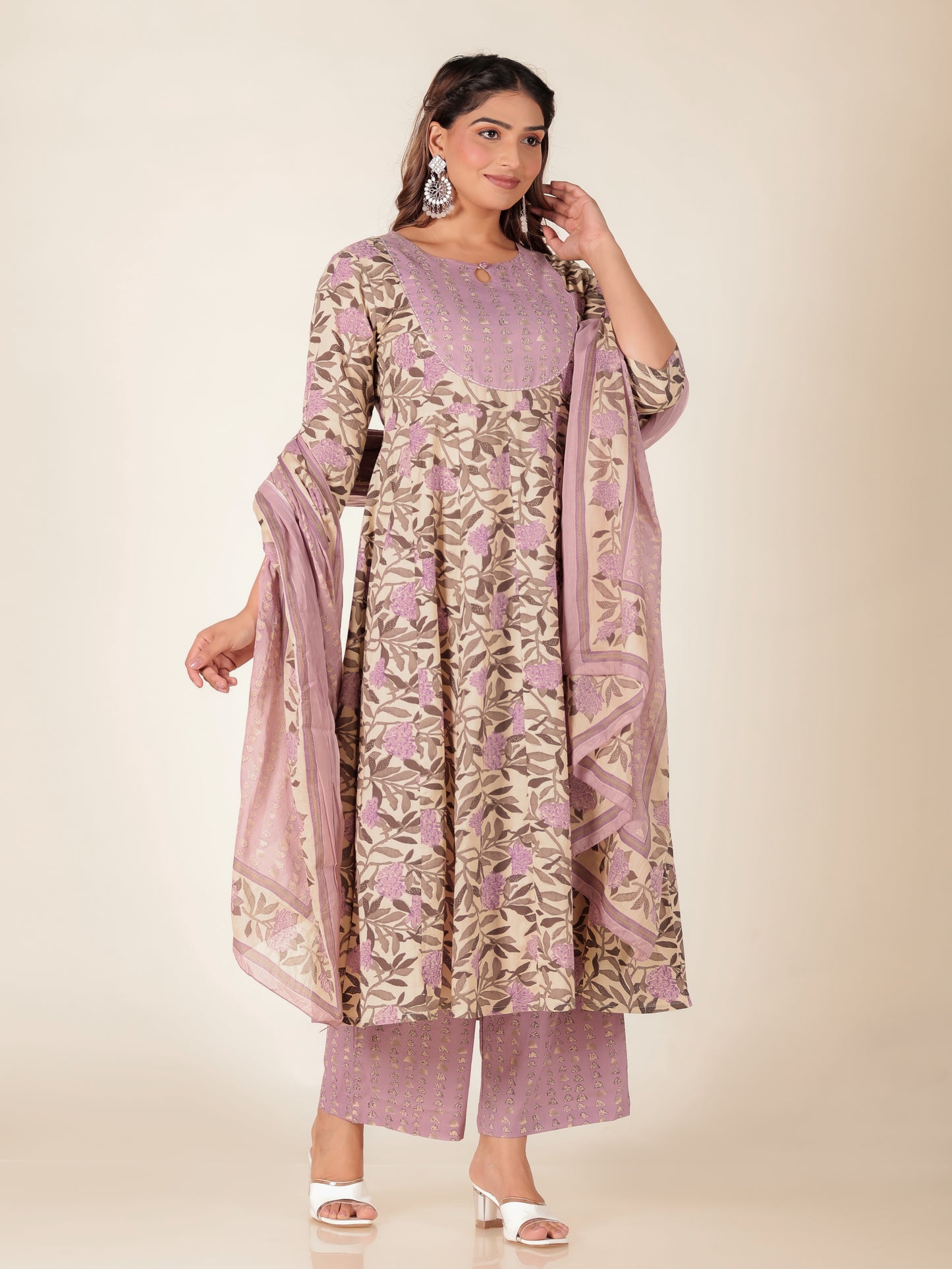 Cotton Voile Abstract Purple Dupatta