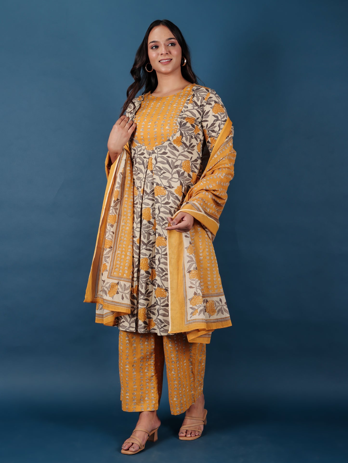 Voile Cotton Abstract Yellow Dupatta