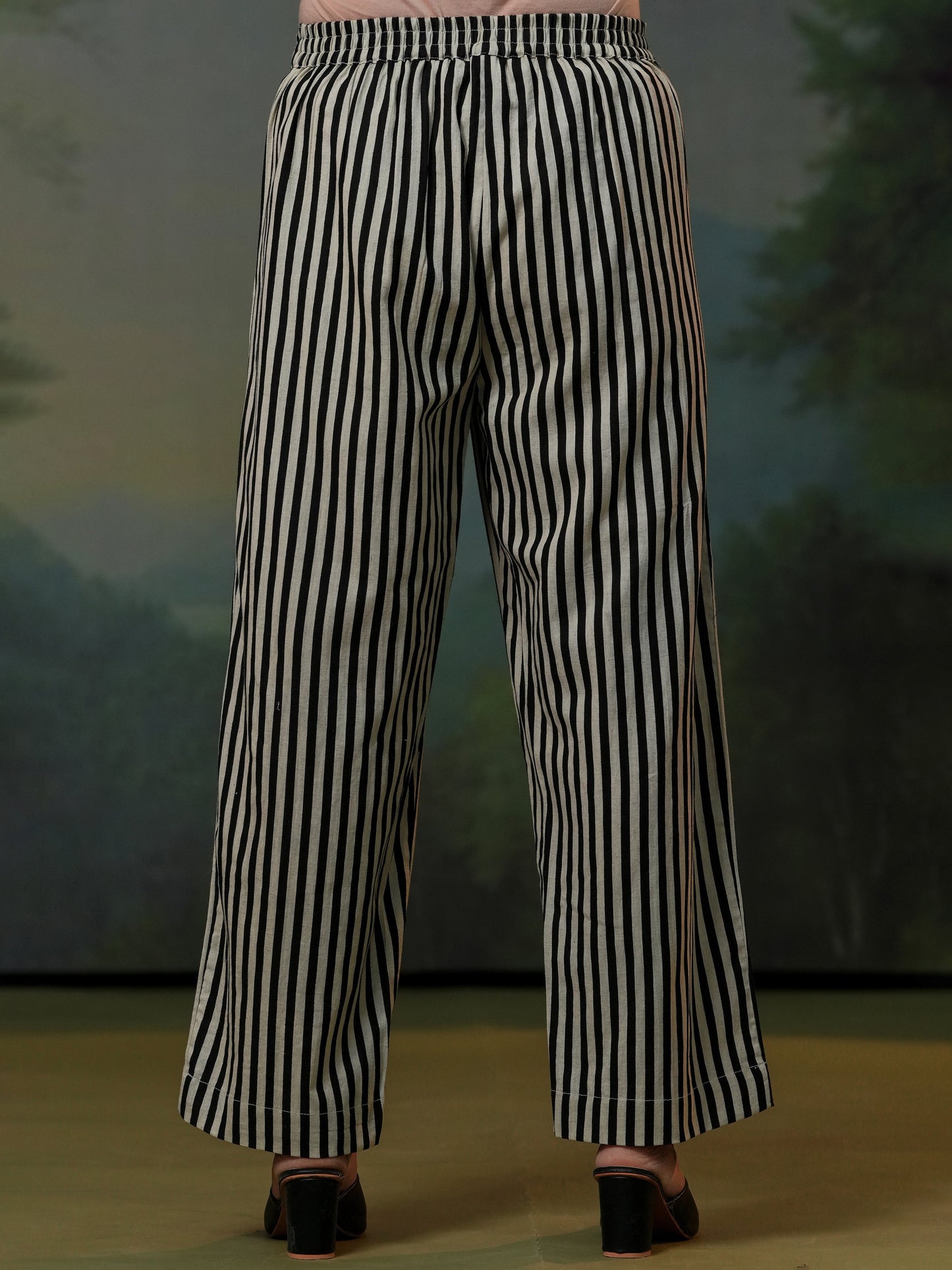 Linen cotton Striped Off White