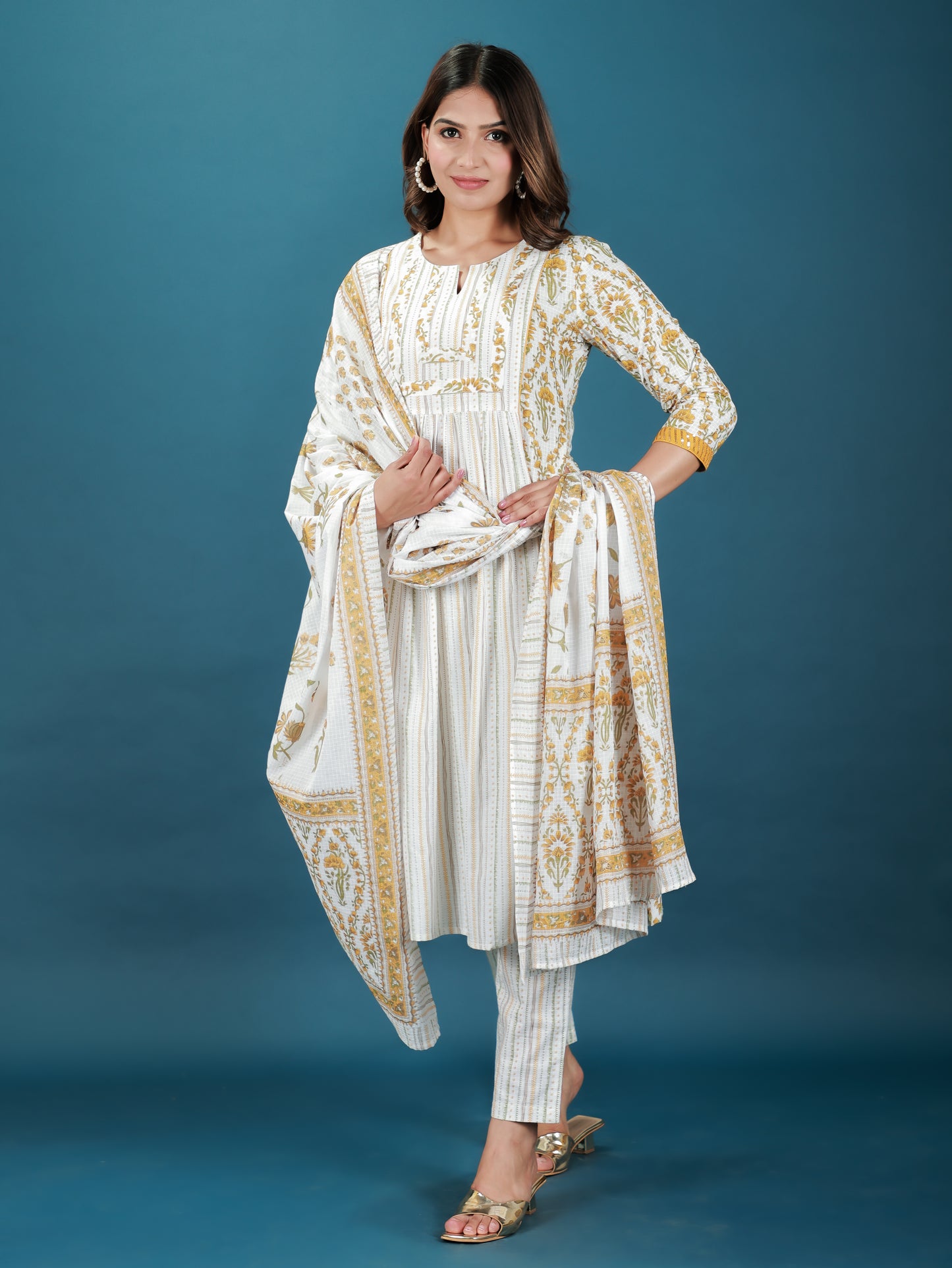 Voile Cotton Applique White Dupatta