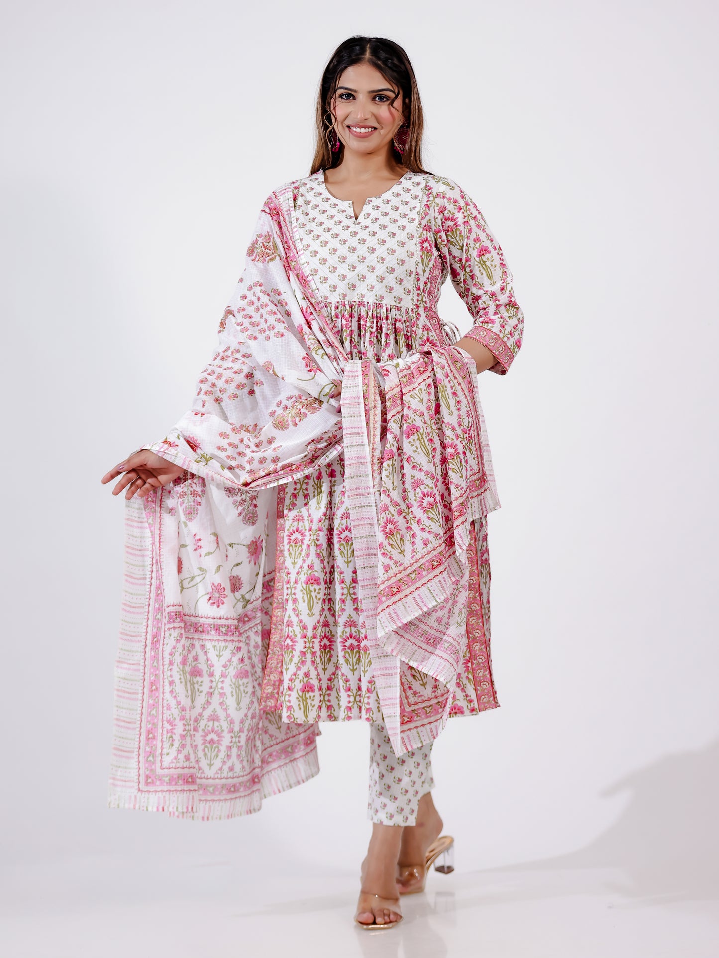 Voile Cotton Applique White Dupatta