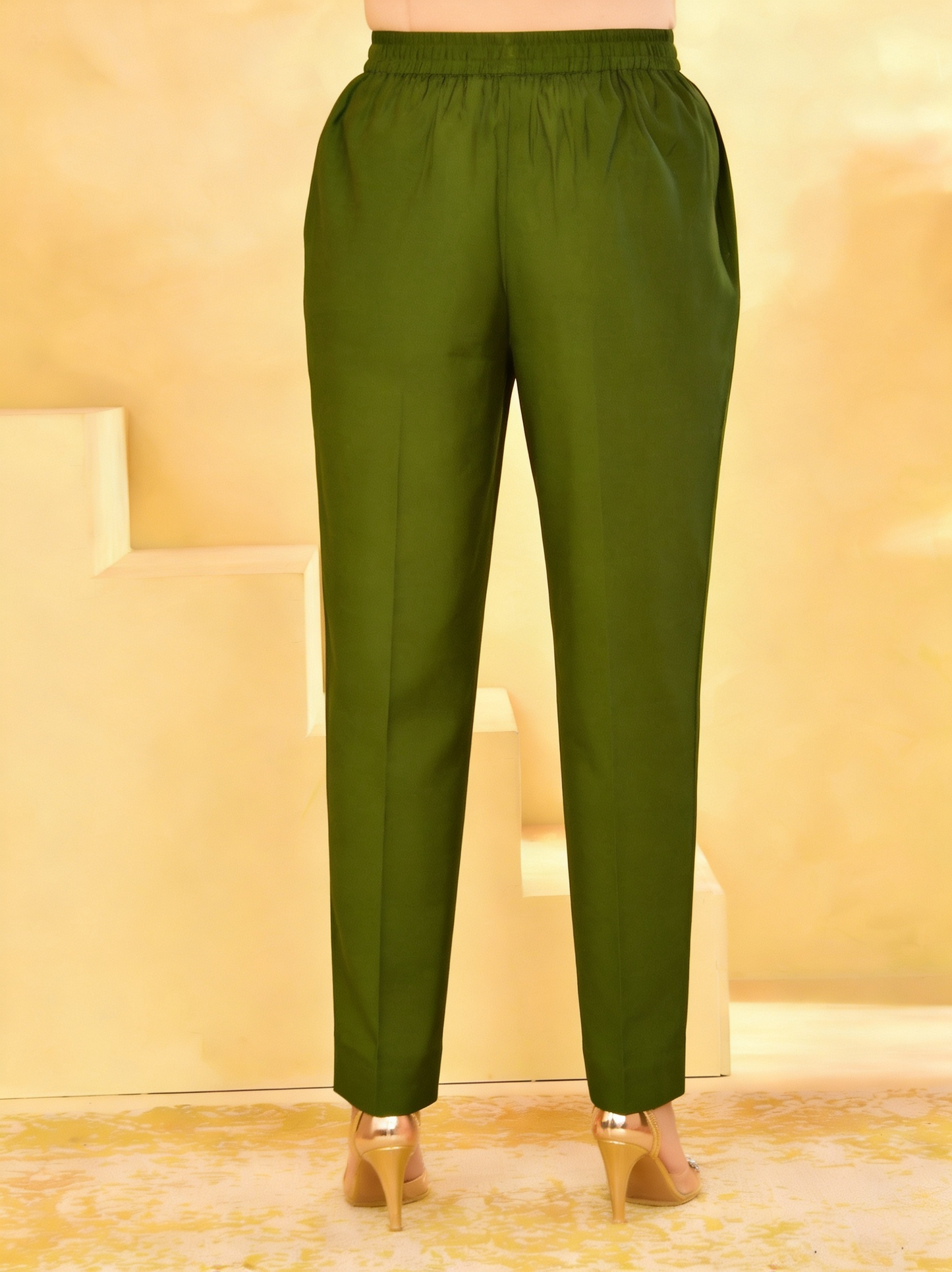 Chanderi Solid Green Trousers