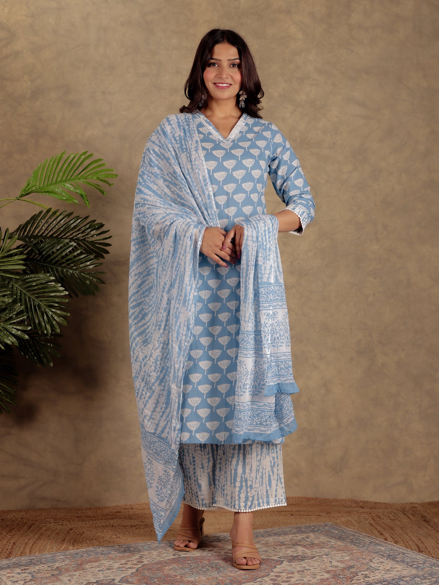 Voile Cotton Tie-Dye Blue Dupatta