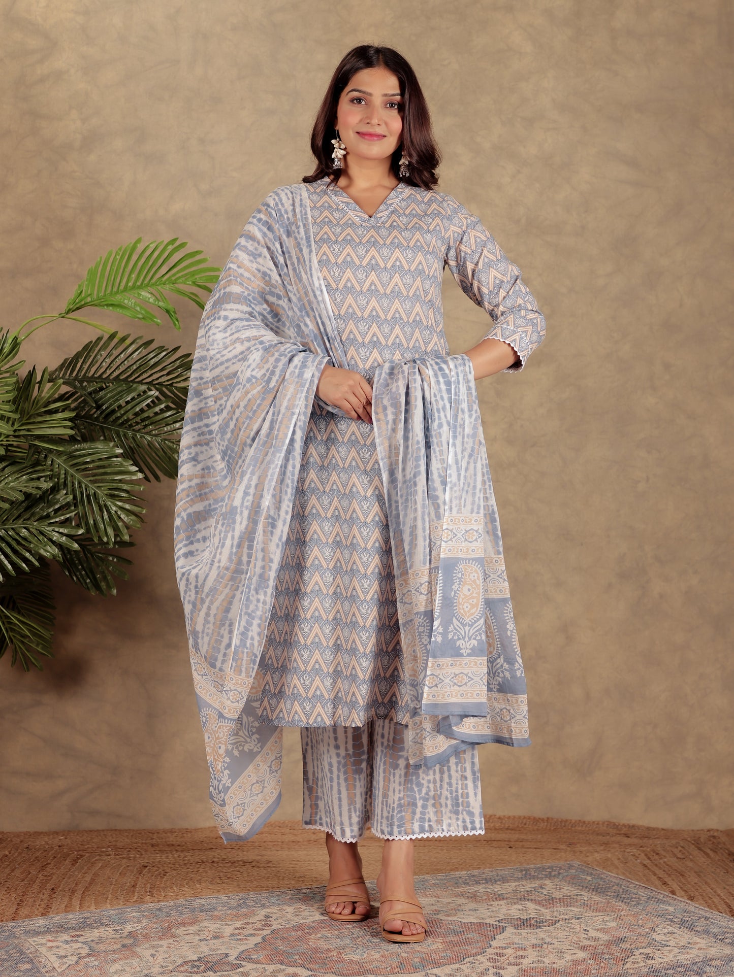 Voile Cotton Tie-Dye Blue Dupatta