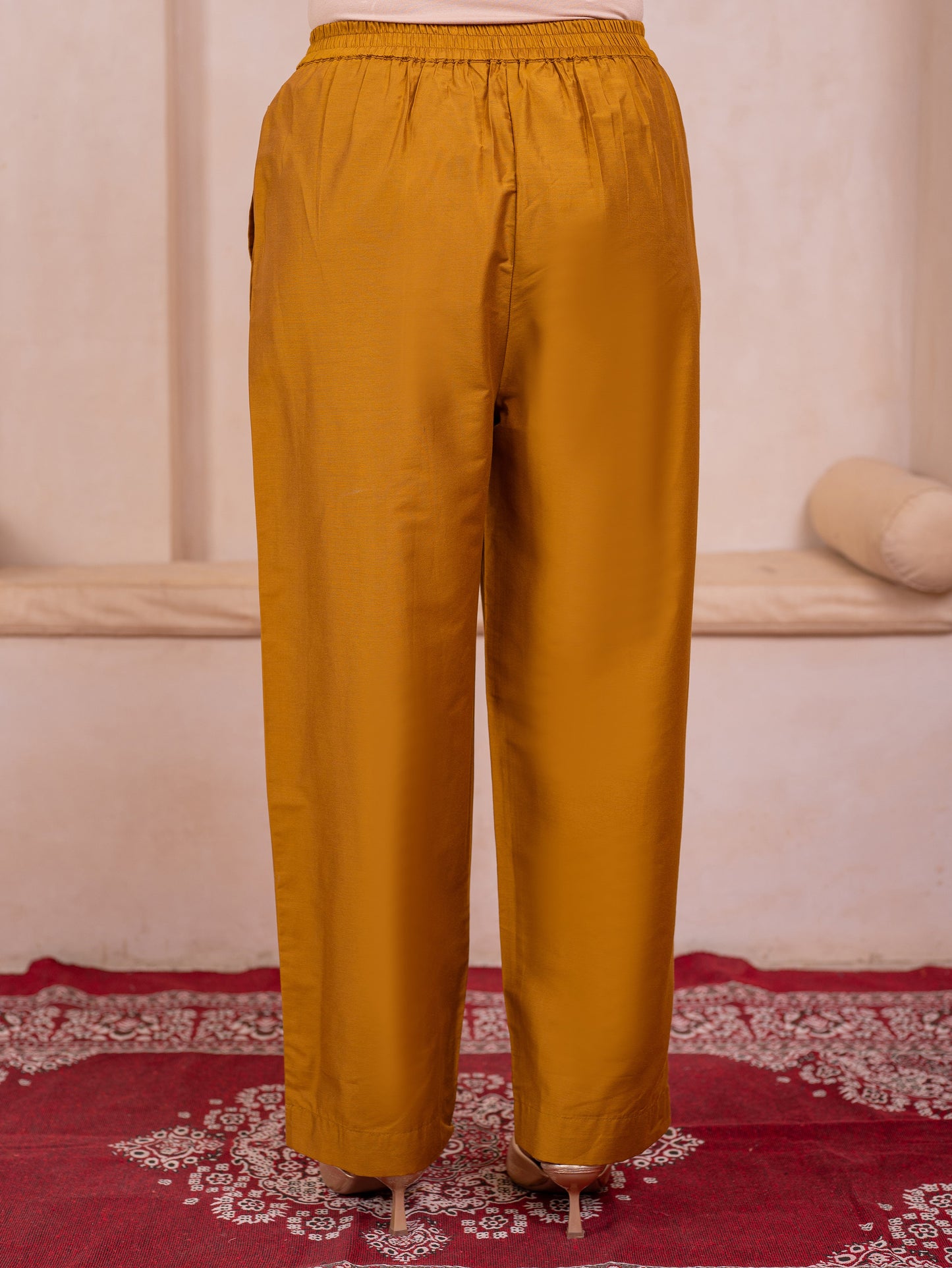Blended silk Solid Yellow Palazzo