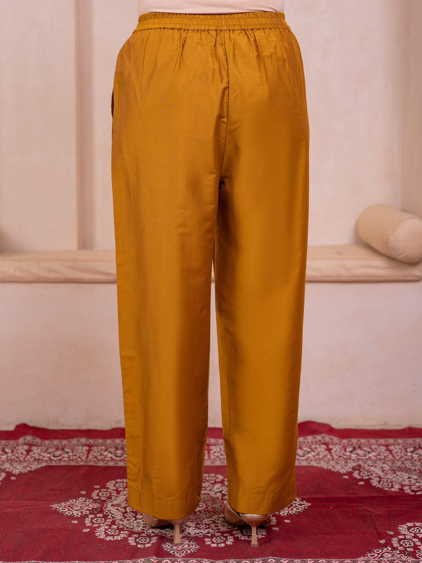 Blended silk Solid Yellow Palazzo