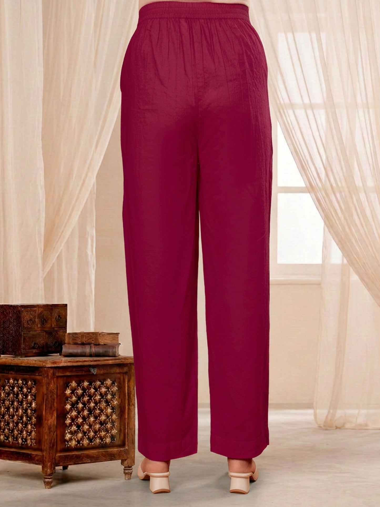 Soft Cotton Solid Pink Bottom Trousers