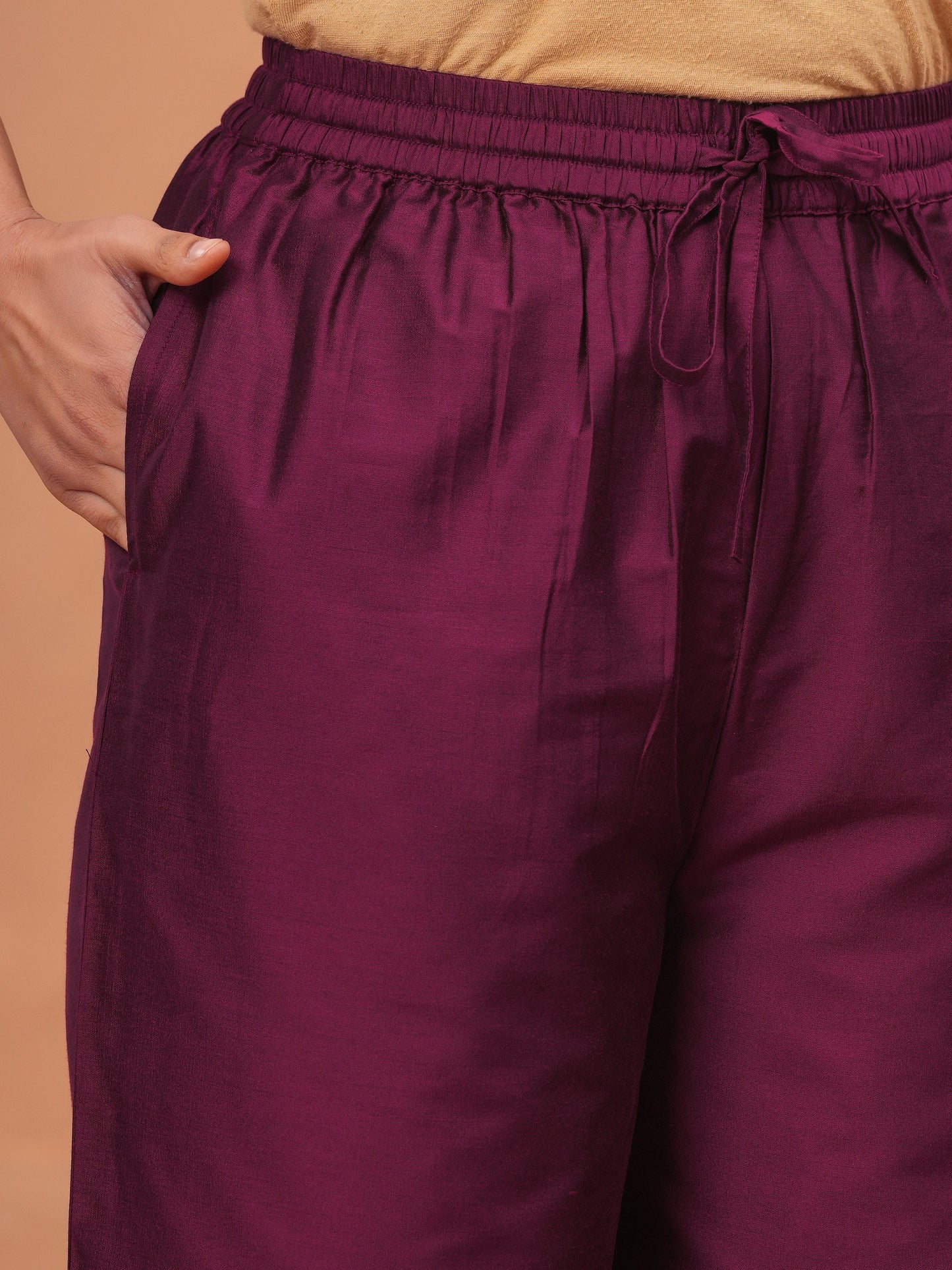 Blended Silk Solid Wine Palazzo