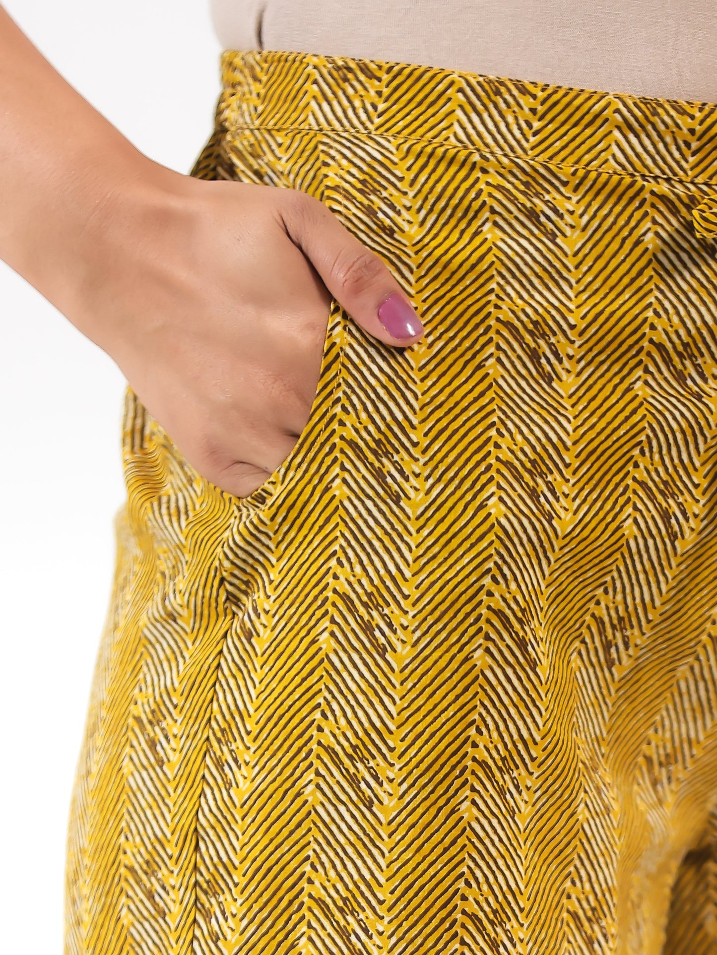 Soft Cotton Floral Yellow Straight Trousers