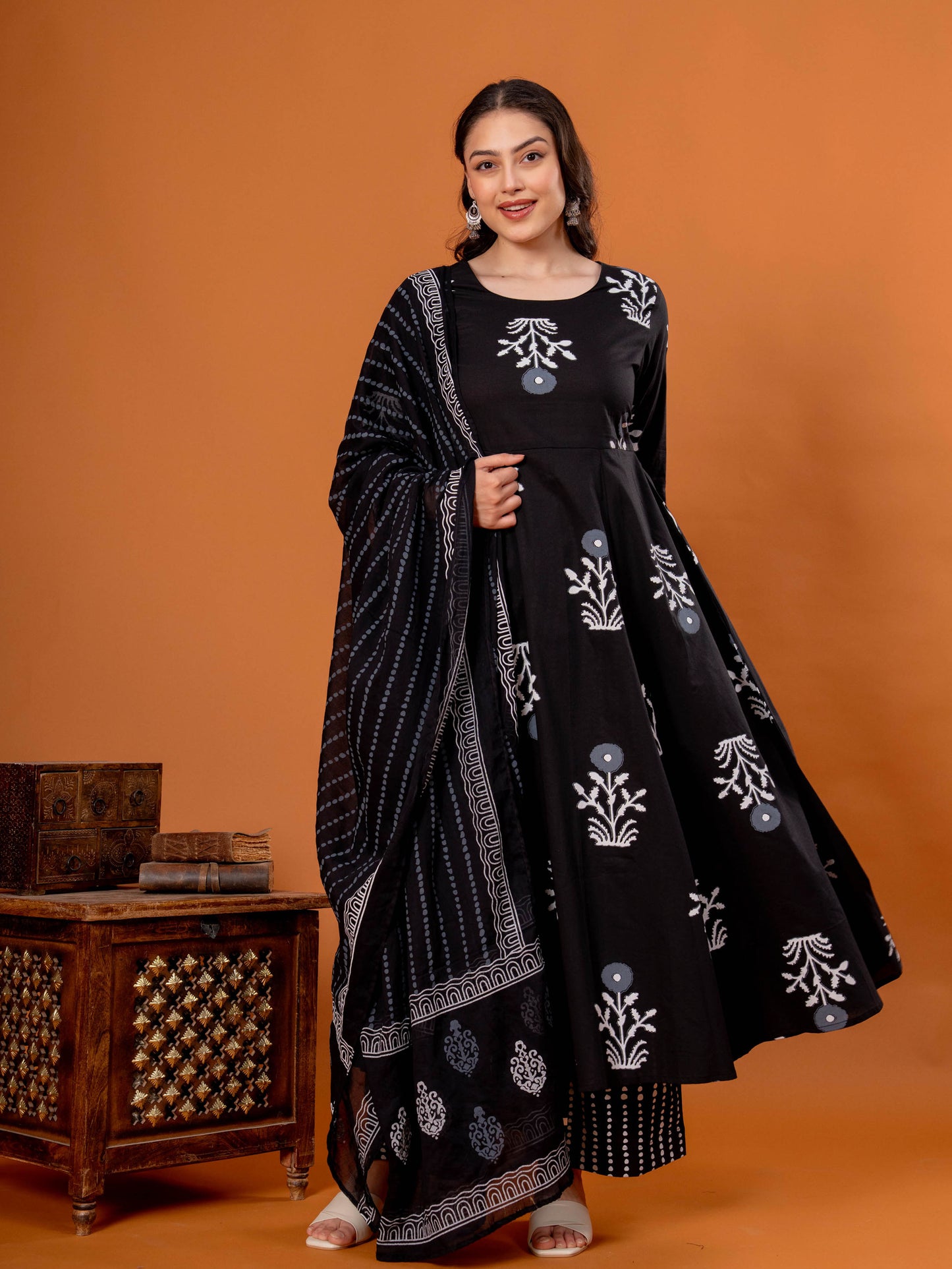 Cotton Voile Striped Black Dupatta