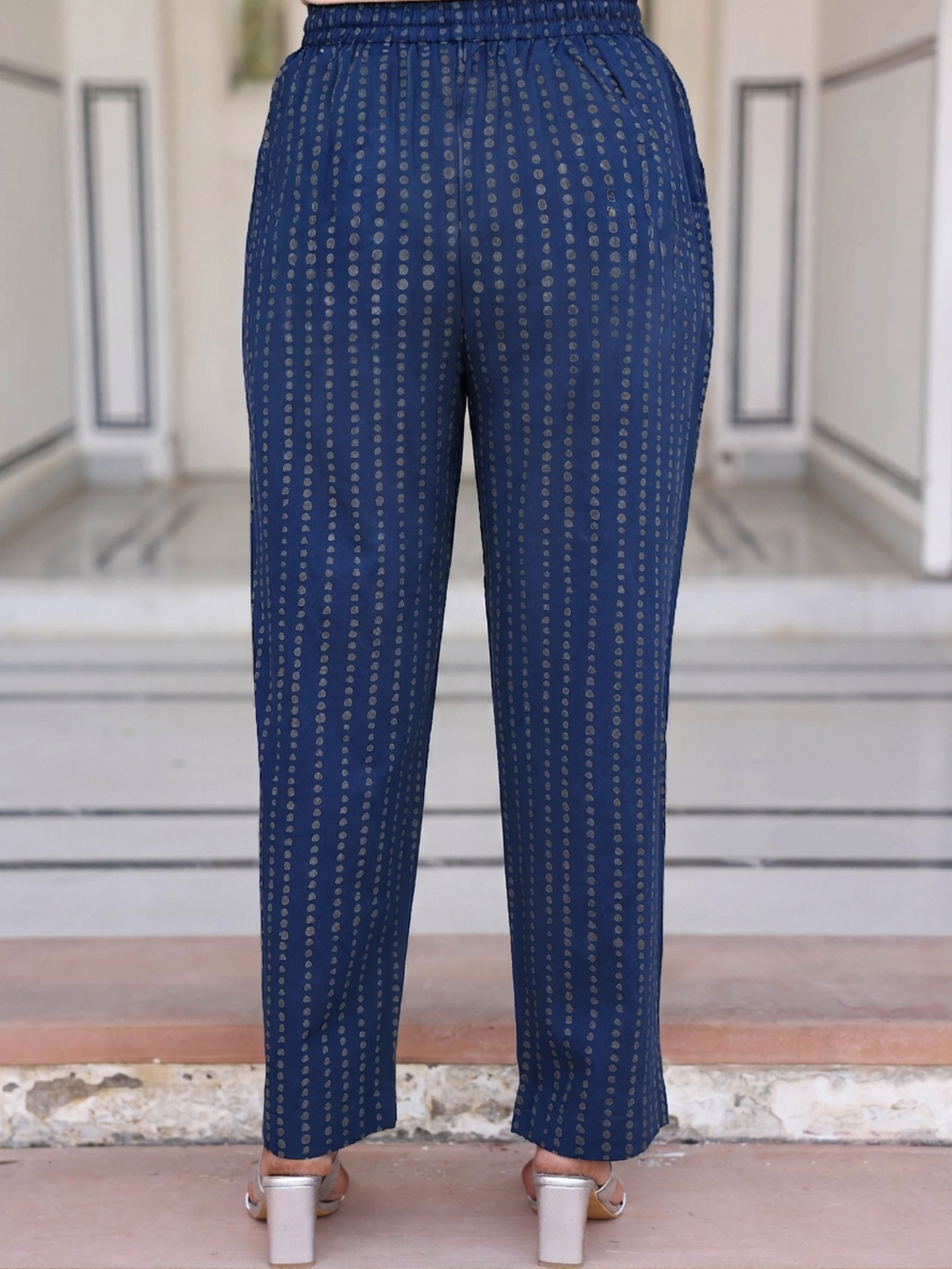 Embroidered Soft cotton Butta Straight Navy Blue Kurta