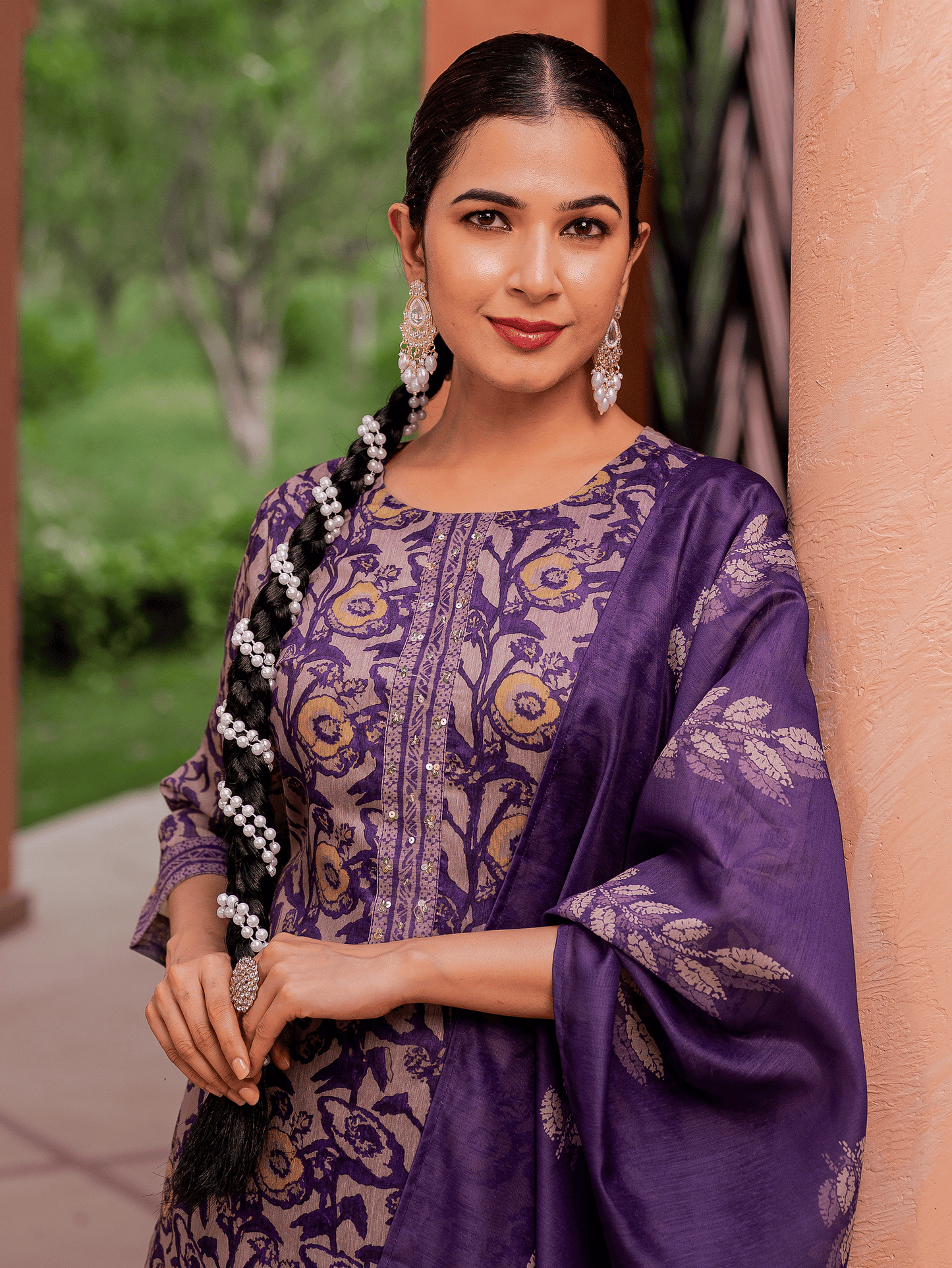 Chanderi Floral Blue Dupatta