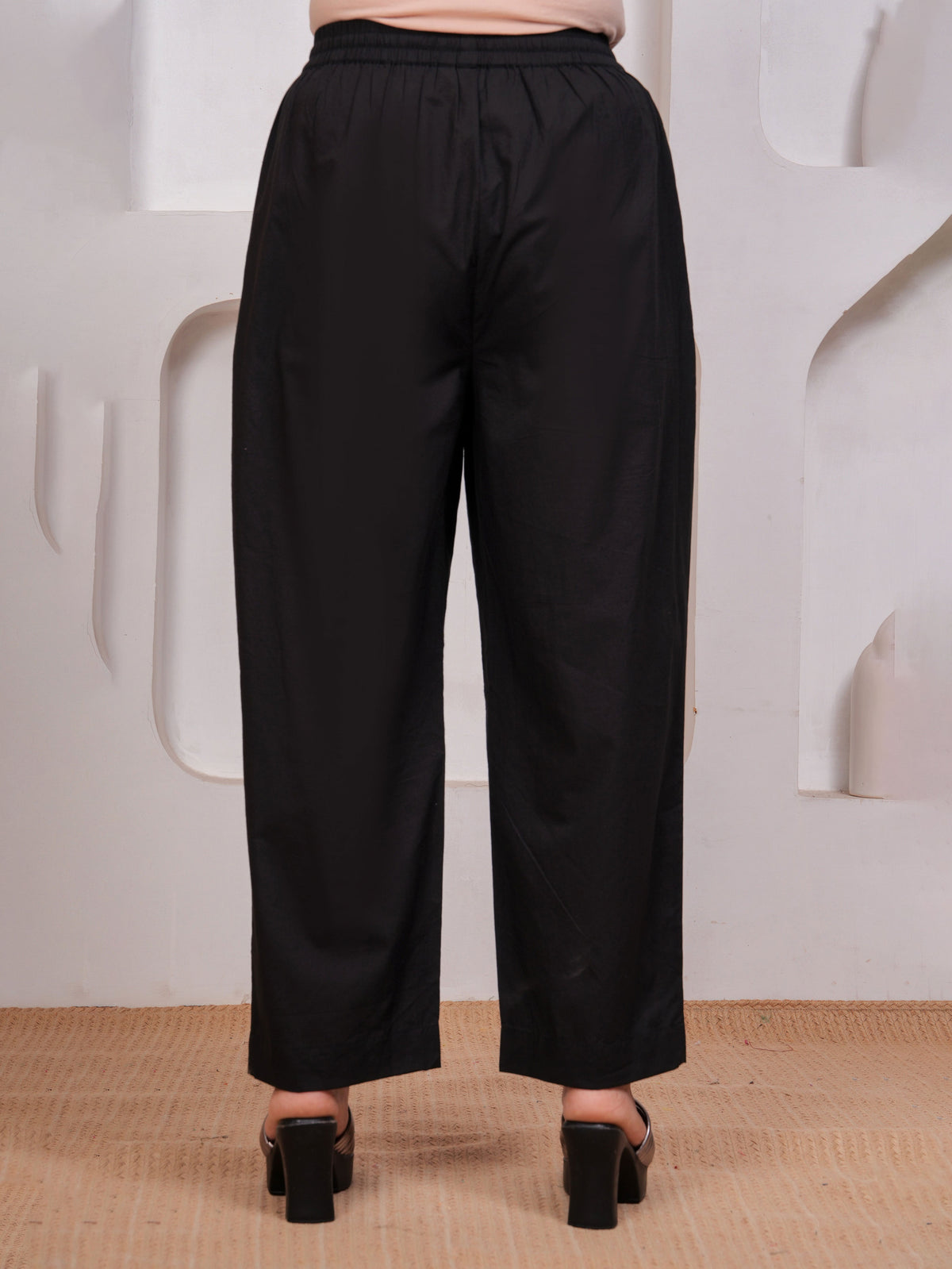 Soft Cotton Solid Straight Black Kurta