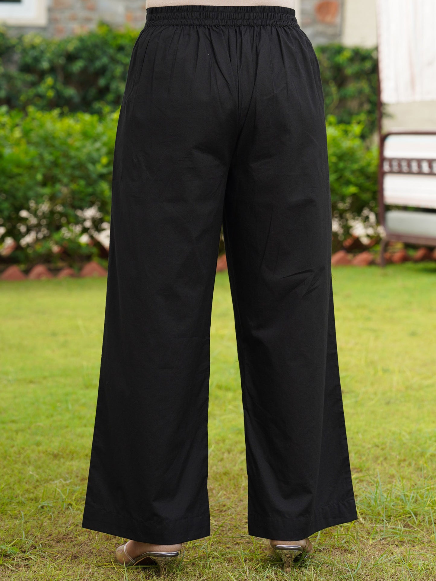 Soft cotton Solid Black Palazzo