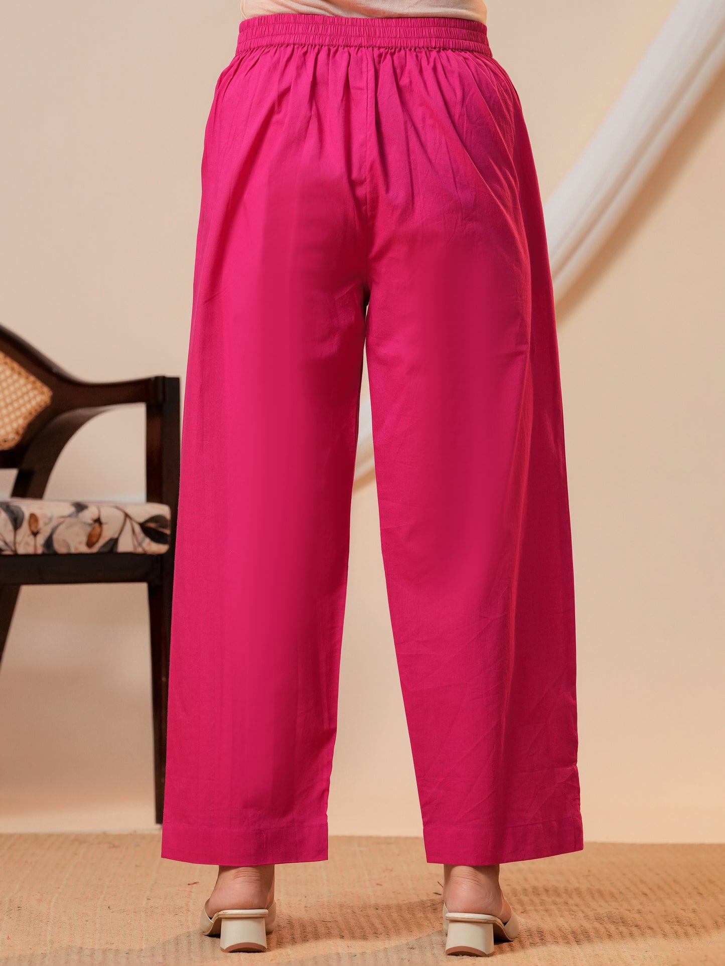 Soft cotton Ikat Straight Pink Kurta