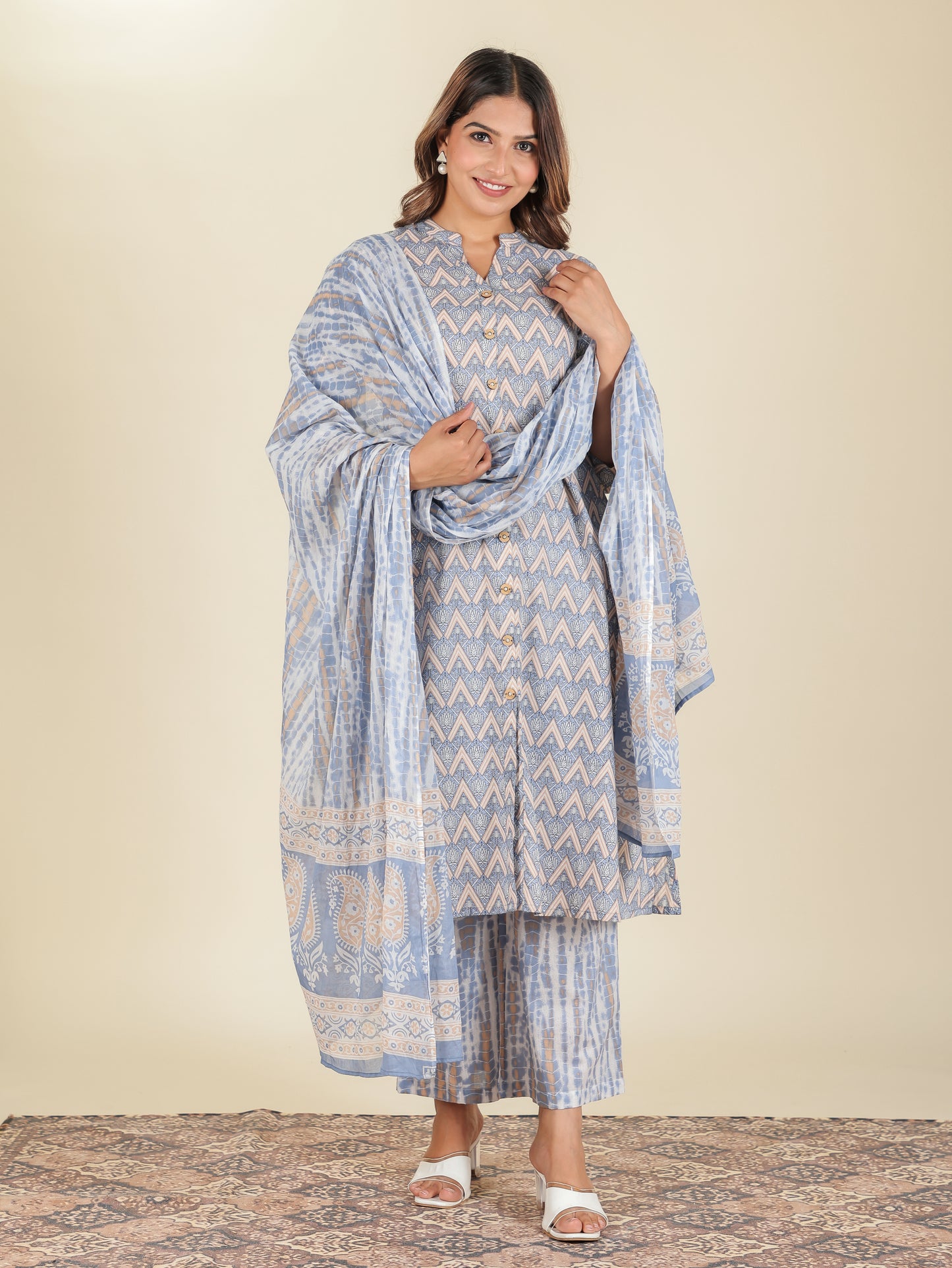 Voile Cotton Tie-Dye Blue Dupatta