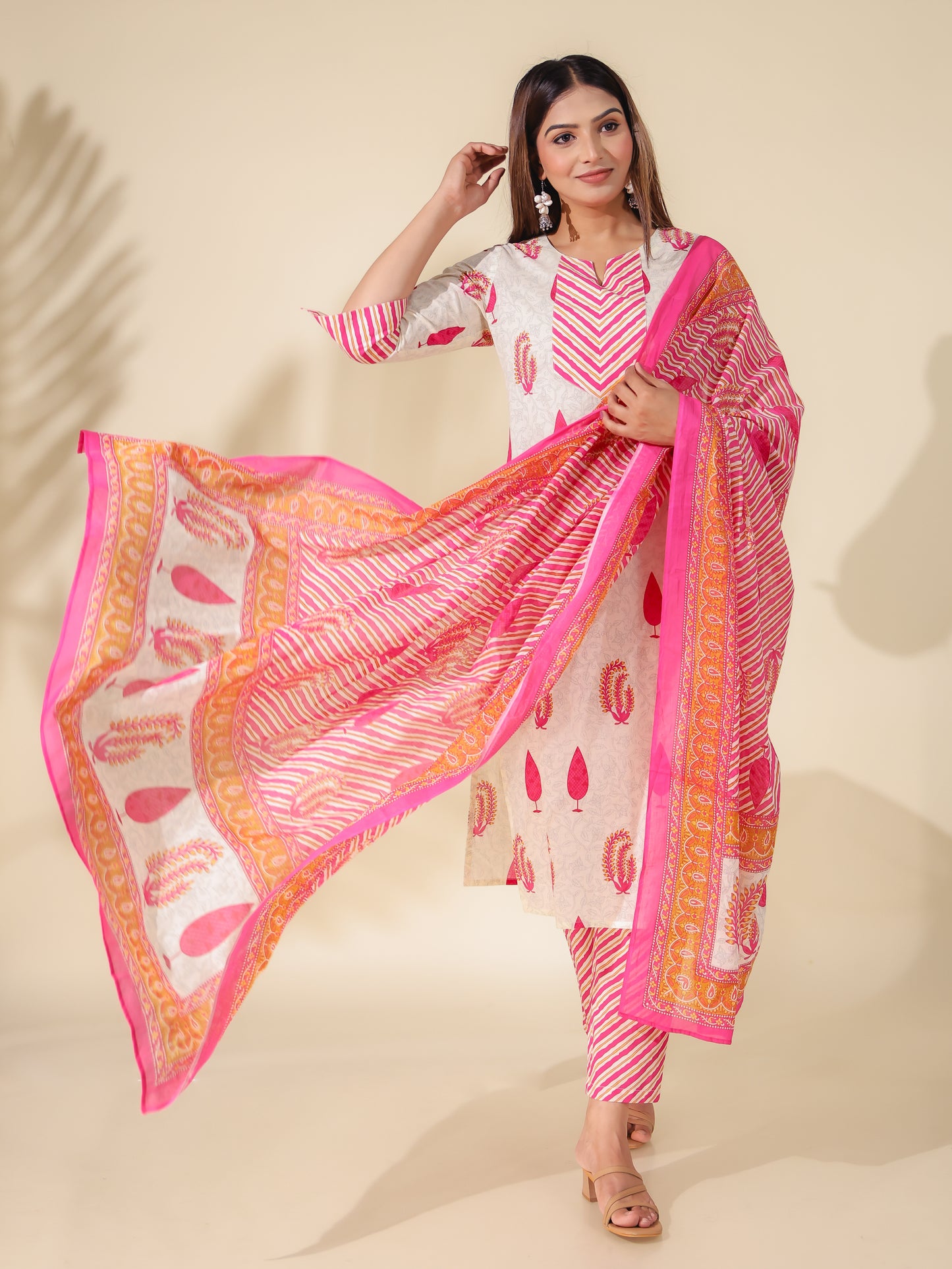 Cotton Voile Floral Pink Dupatta