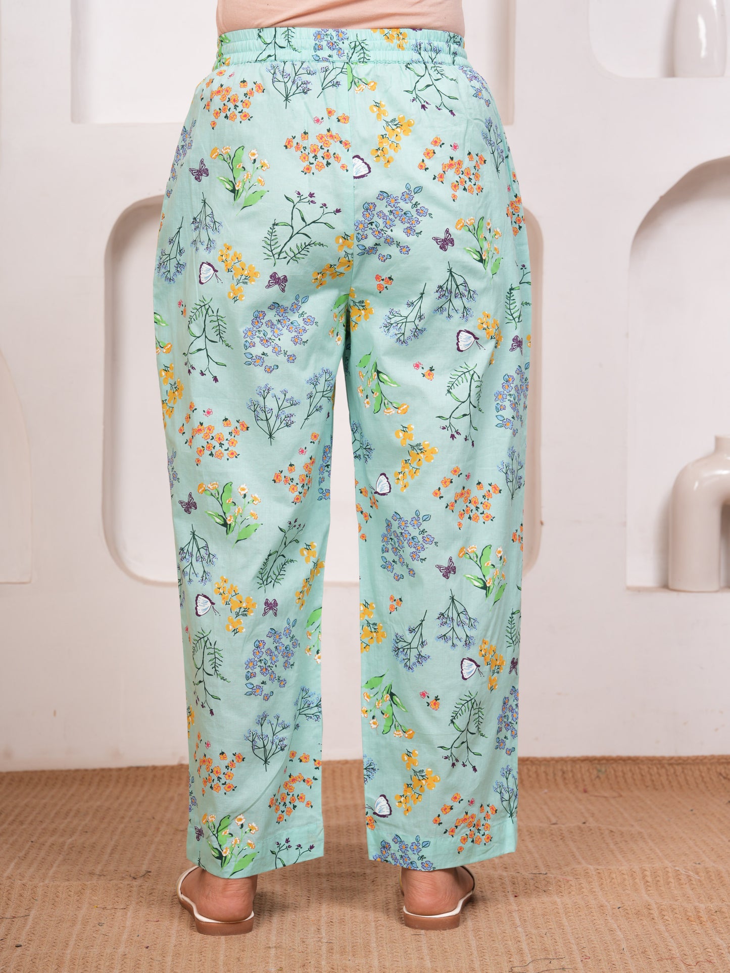Soft Cotton Floral Sea Green Pyjama