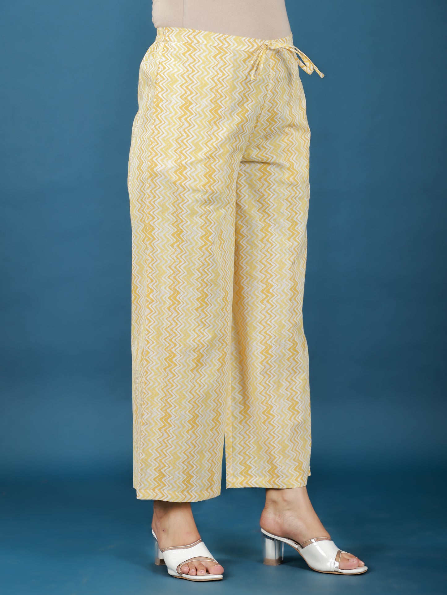 Soft Cotton Chevron Yellow Palazzo