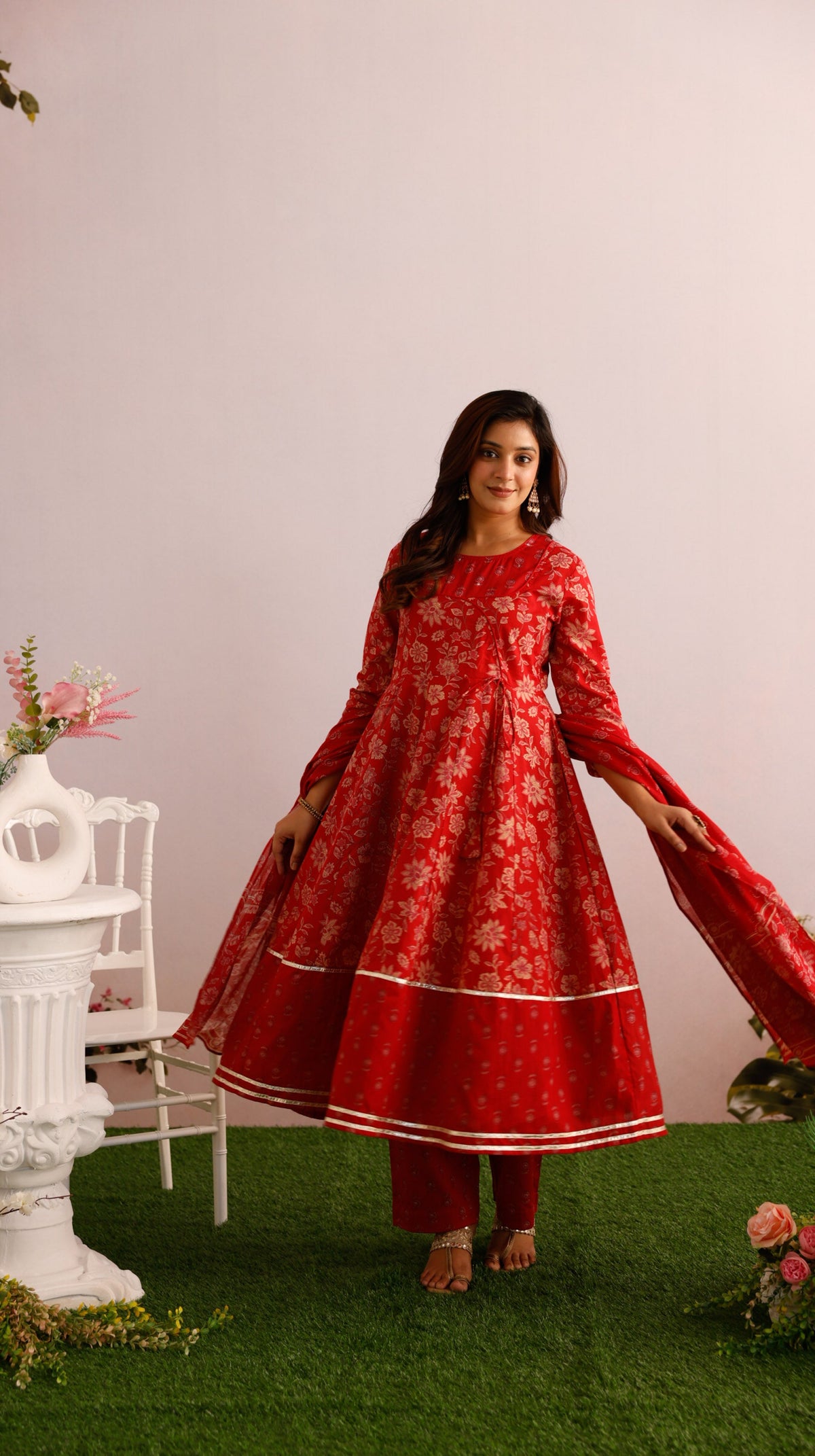 Cotton Voile Butta Maroon Dupatta