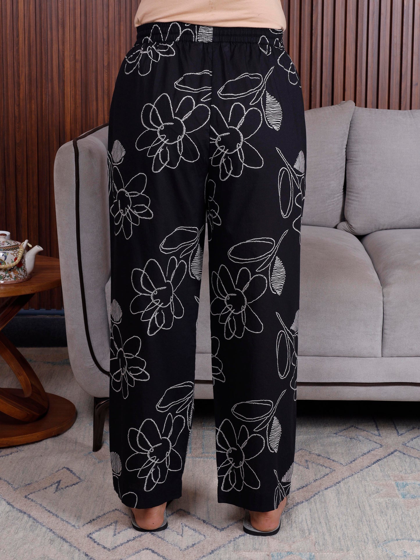 Soft cotton Floral Black Palazzo