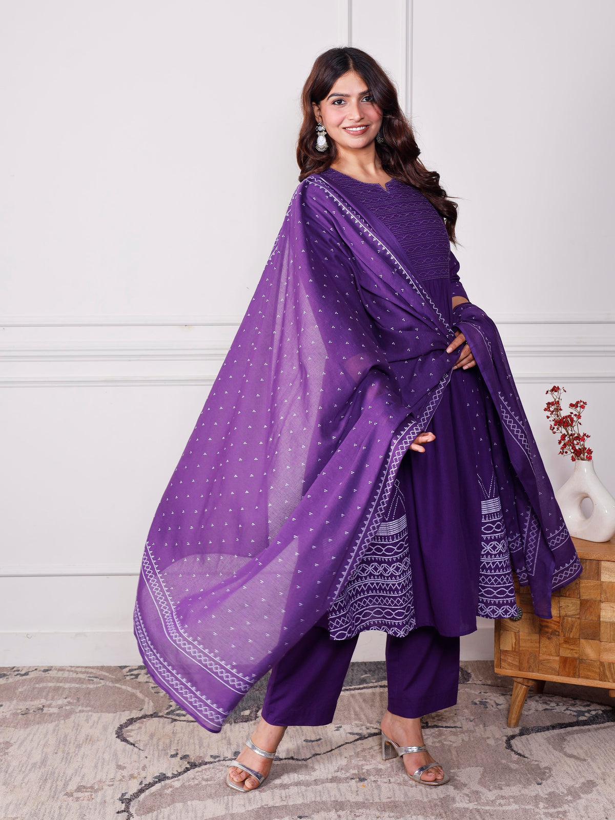 Cotton Voile Bandhani Purple Dupatta